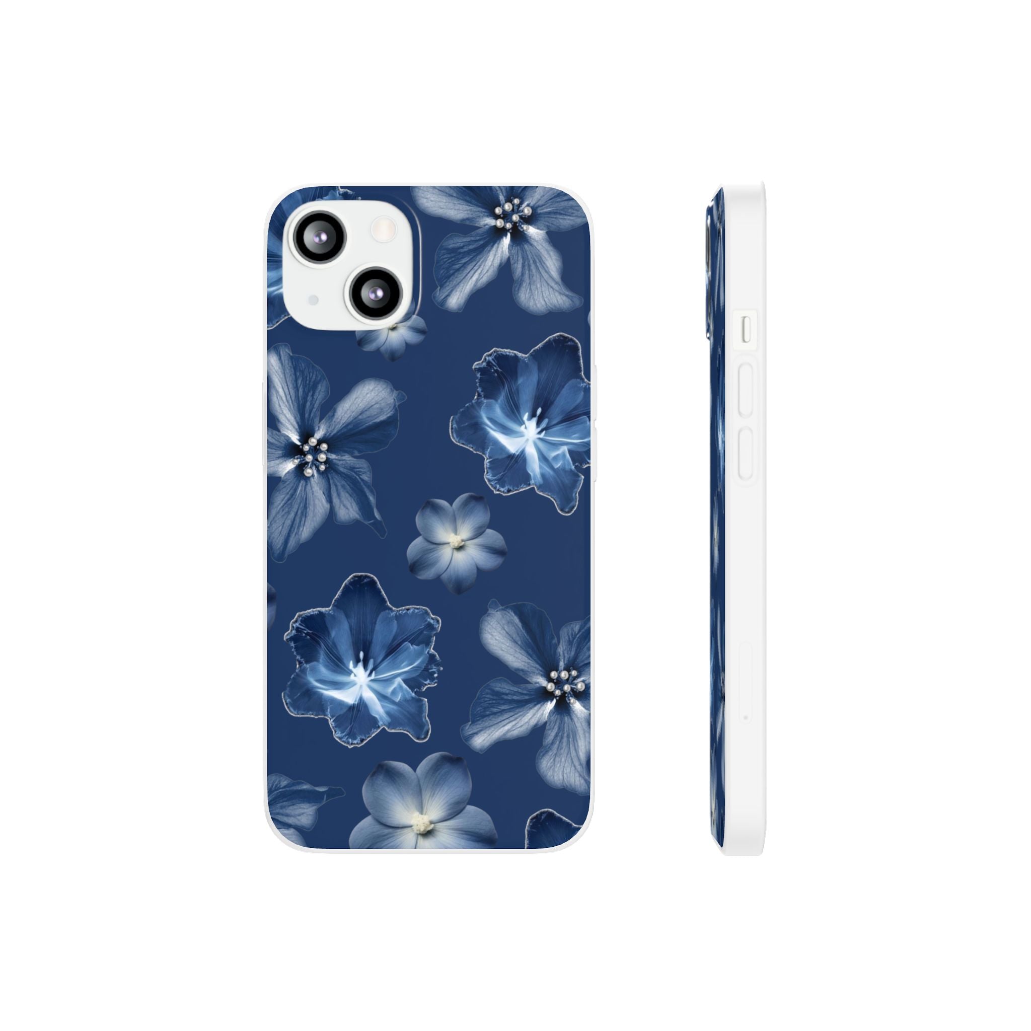 Floral Blue Phone Case — Navy Watercolor Blossom Flexi Case