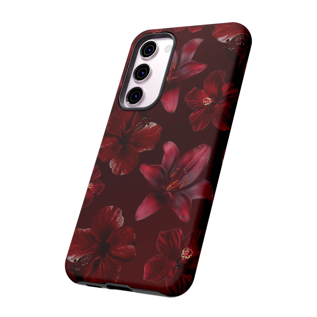 Tough Cases - Dark Red Floral Phone Case