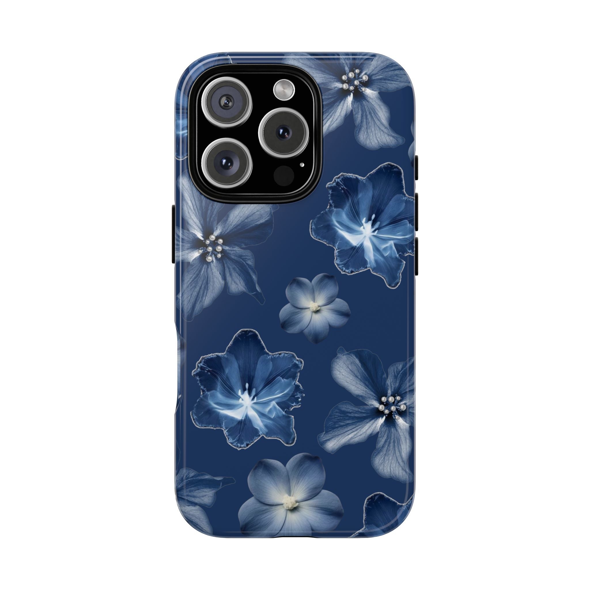 Navy Floral Tough Phone Case — Blue Bloom Protective Cover