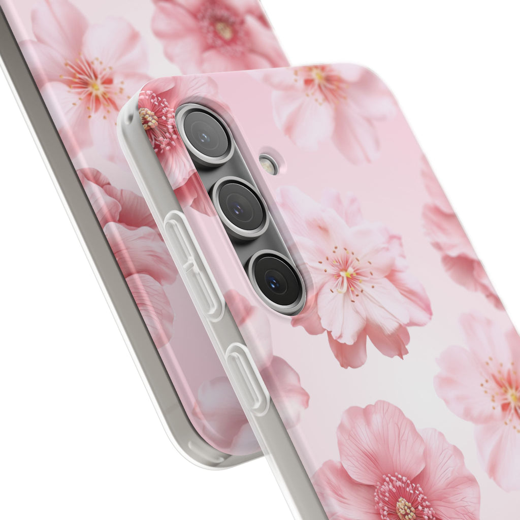 Pink Cherry Blossom Phone Case — Floral Slim Flexi Case for iPhone