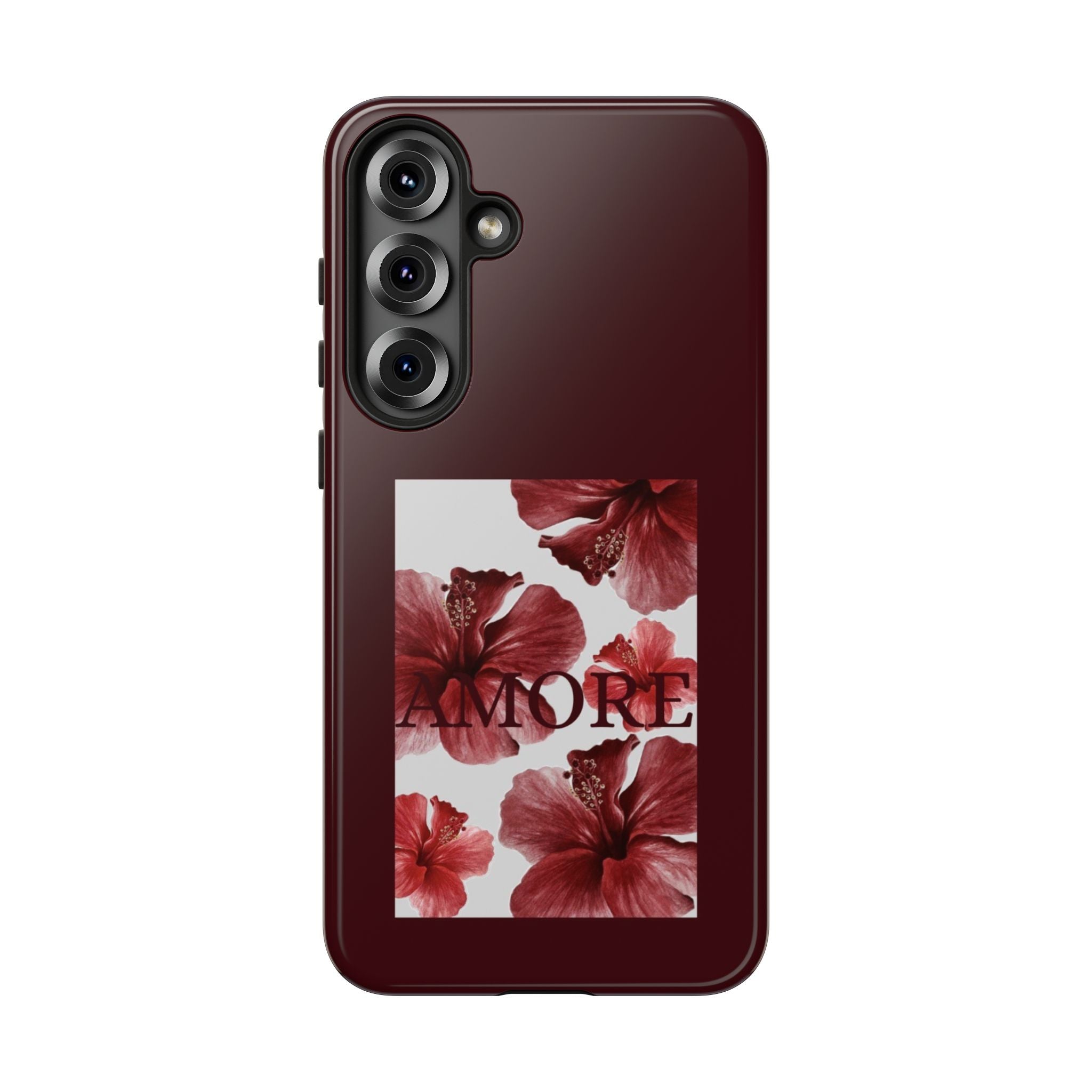 Amore Floral Phone Case — Burgundy Tough Protective Cover