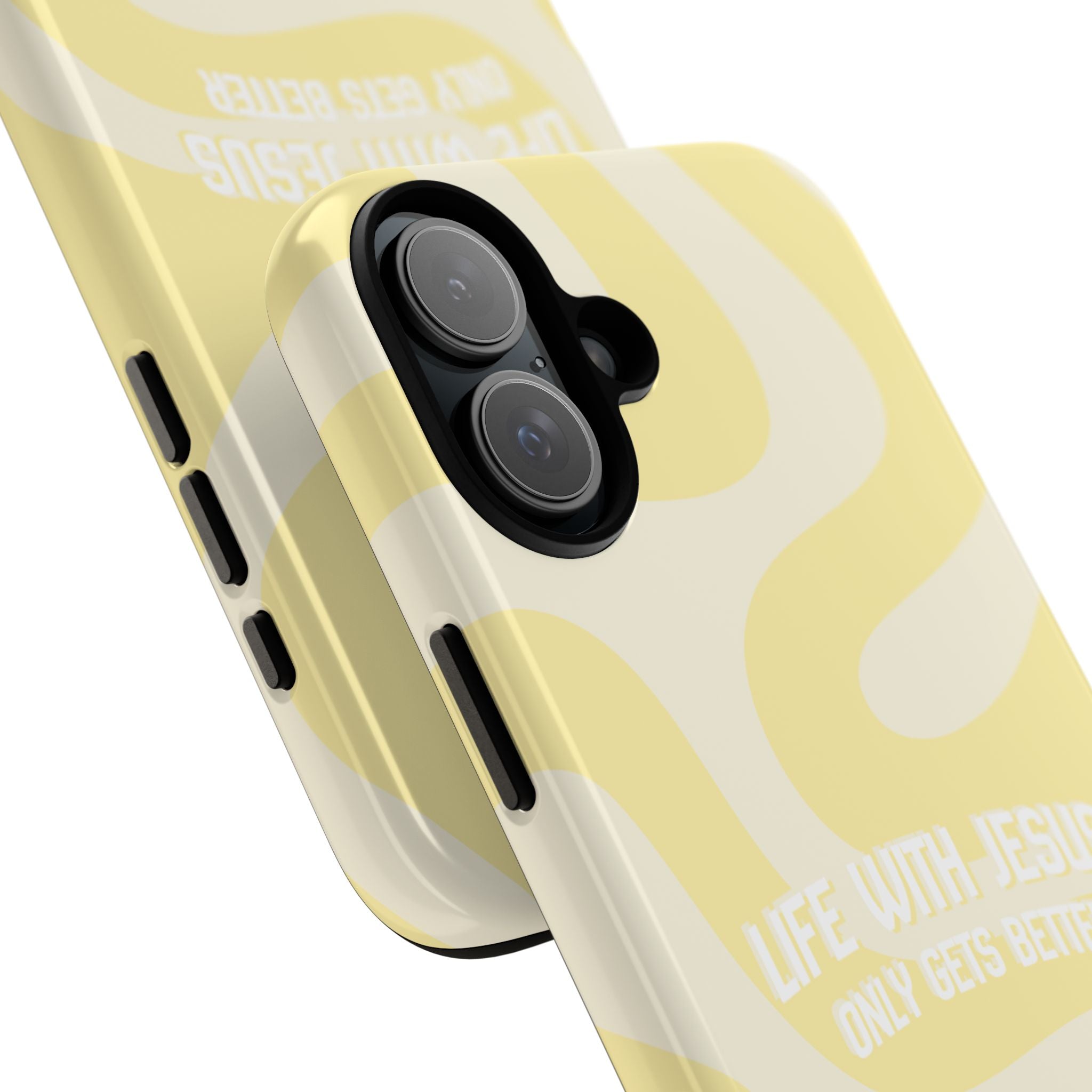 Yellow Swirl Phone Case - "Life With Jesus Only Gets Better" Christian iPhone Cover Tough Case