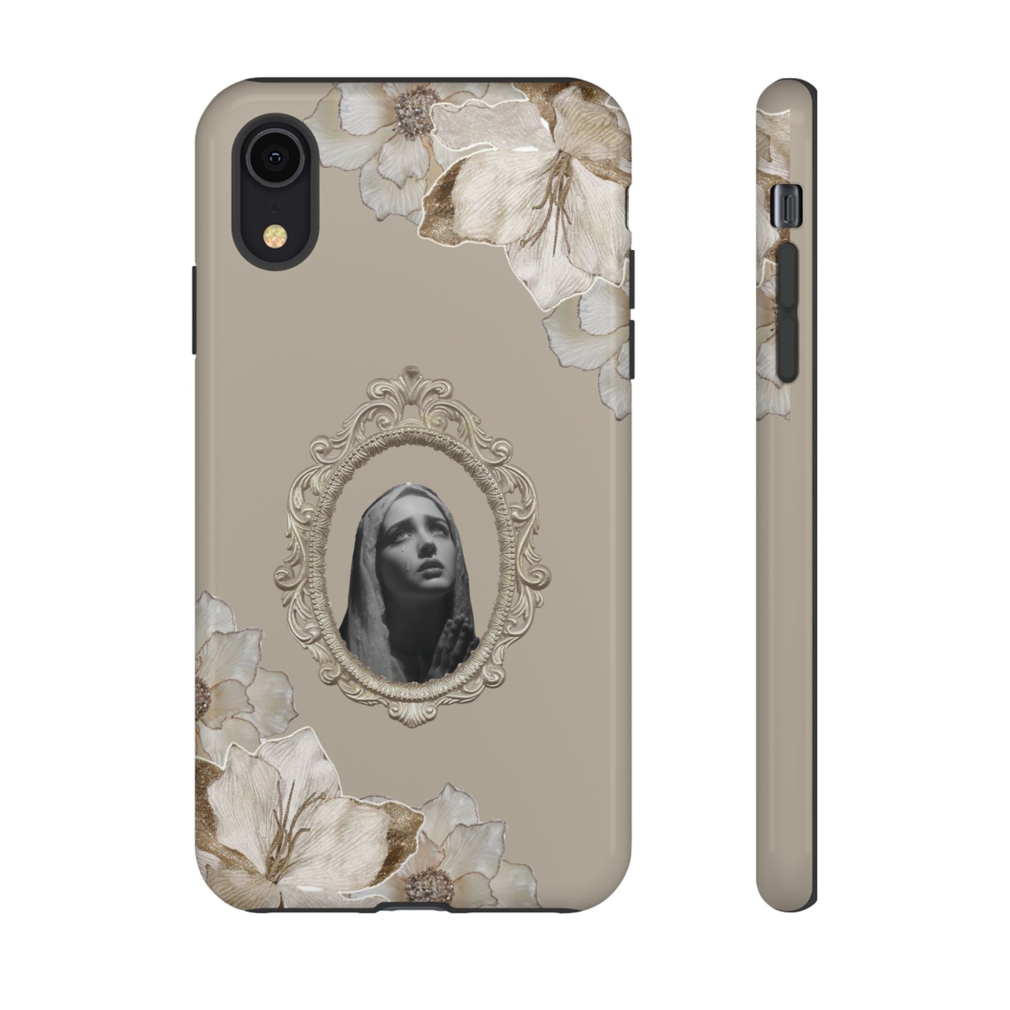 Vintage Floral Phone Case with Sacred Madonna Portrait