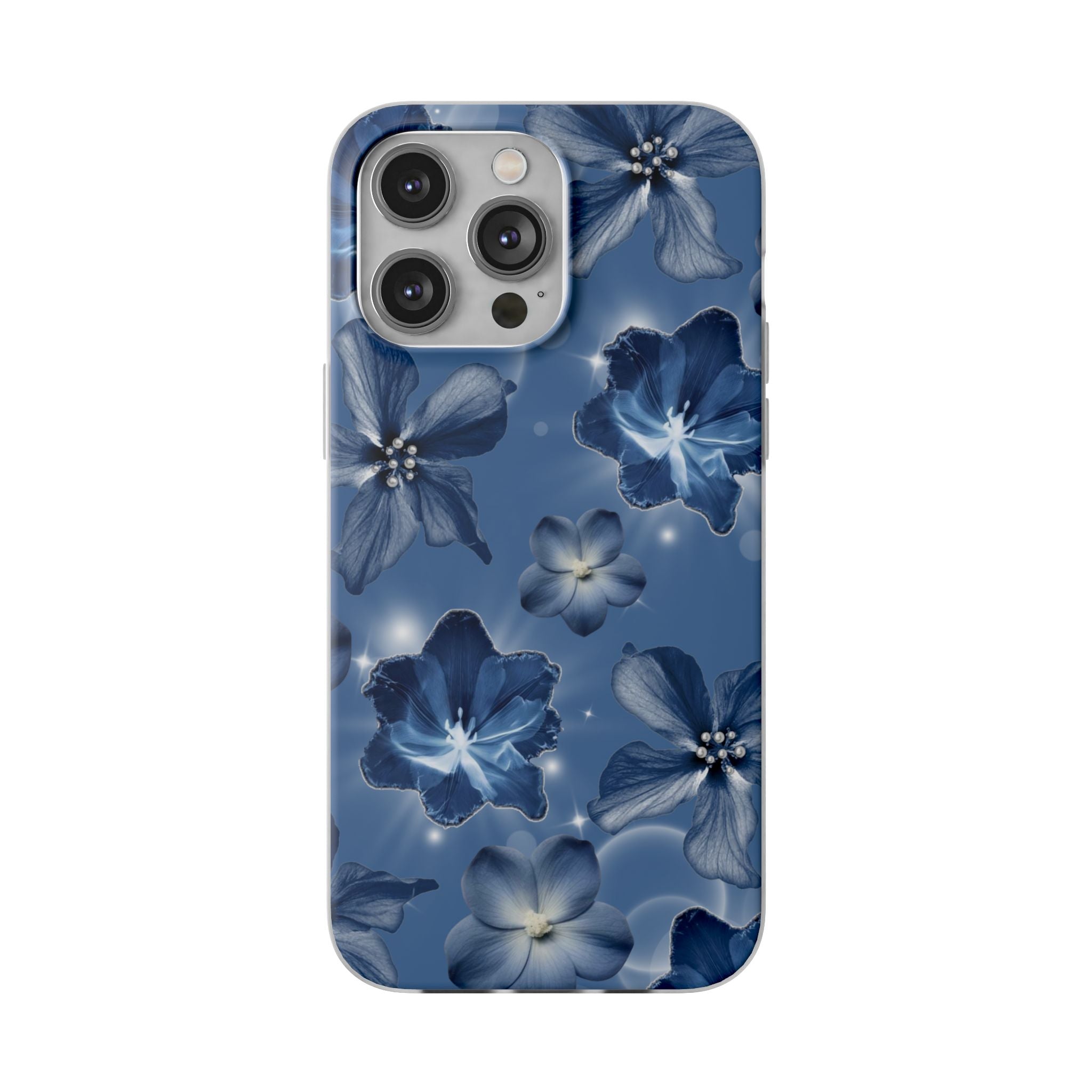 Blue Floral Phone Case — Soft Blue Blossoms Pattern for iPhone