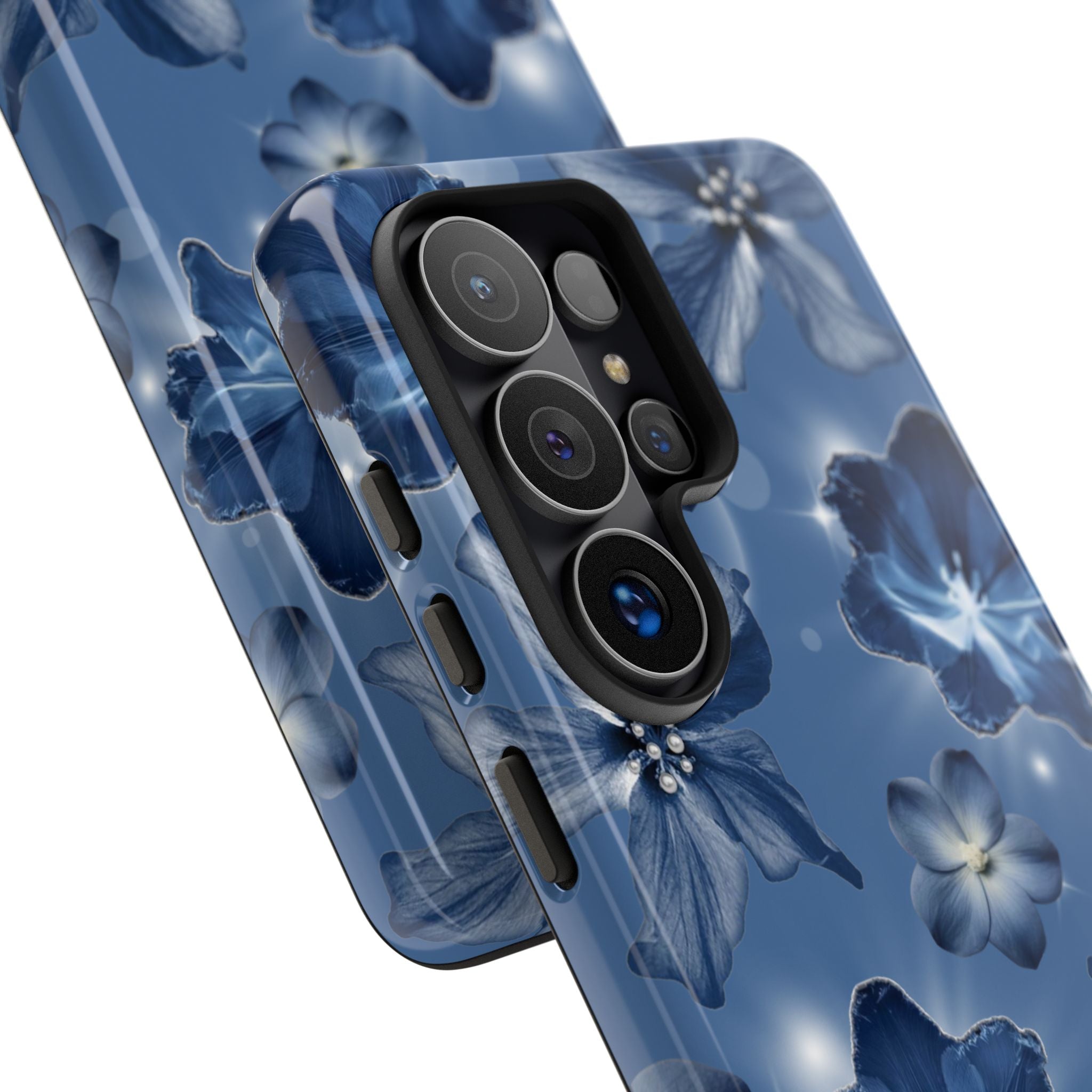 Blue Floral Tough Phone Case — Protective Blossom Design