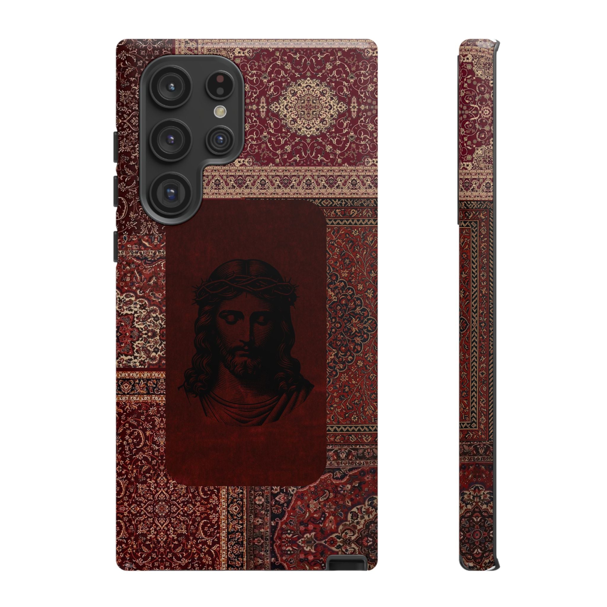 Religious Vintage Rug Phone Case — Jesus Portrait Tough Case