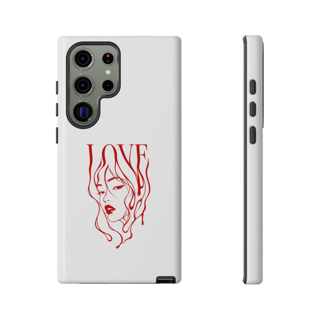 Red Line Art 'Love' Face Design - Tough Case