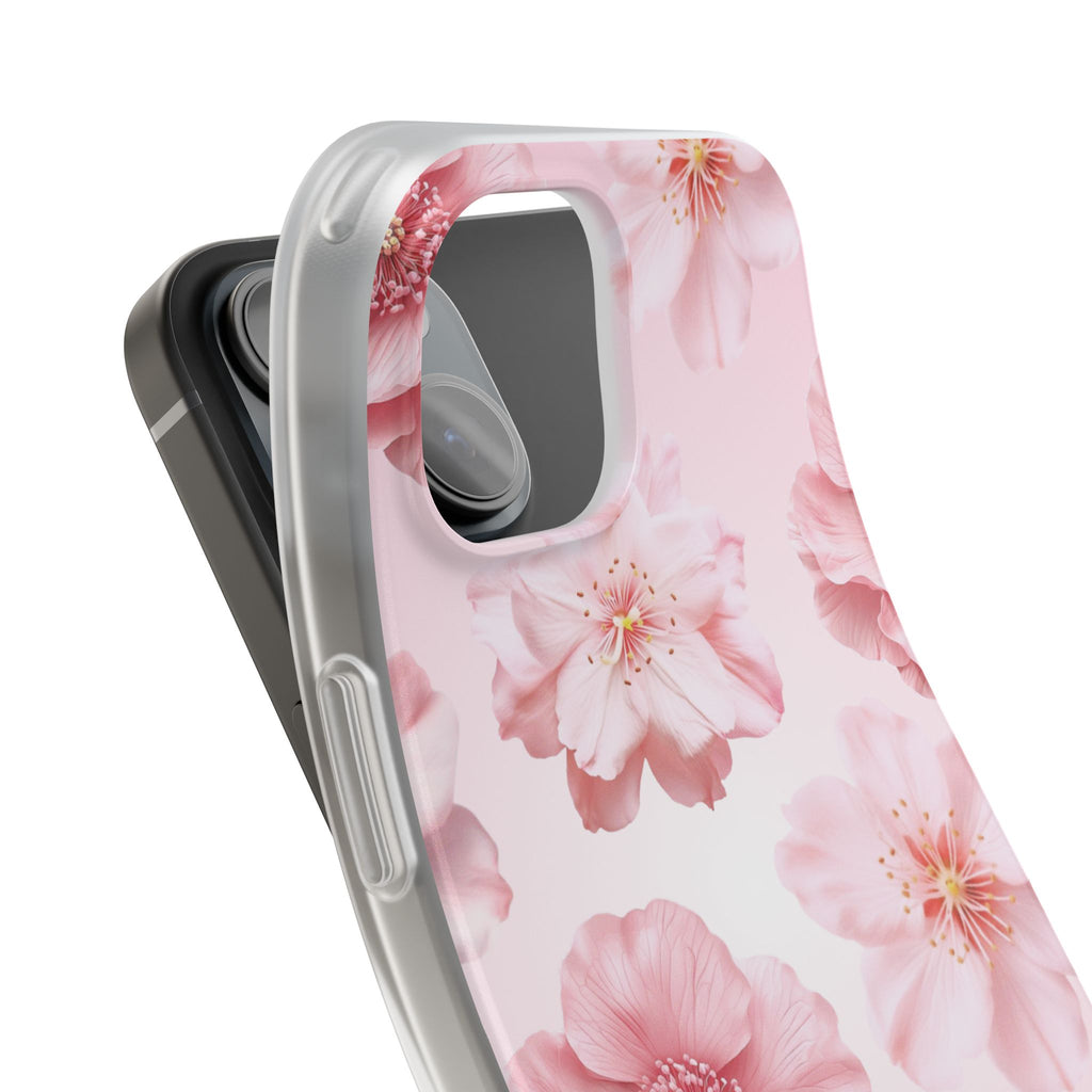 Pink Cherry Blossom Phone Case — Floral Slim Flexi Case for iPhone