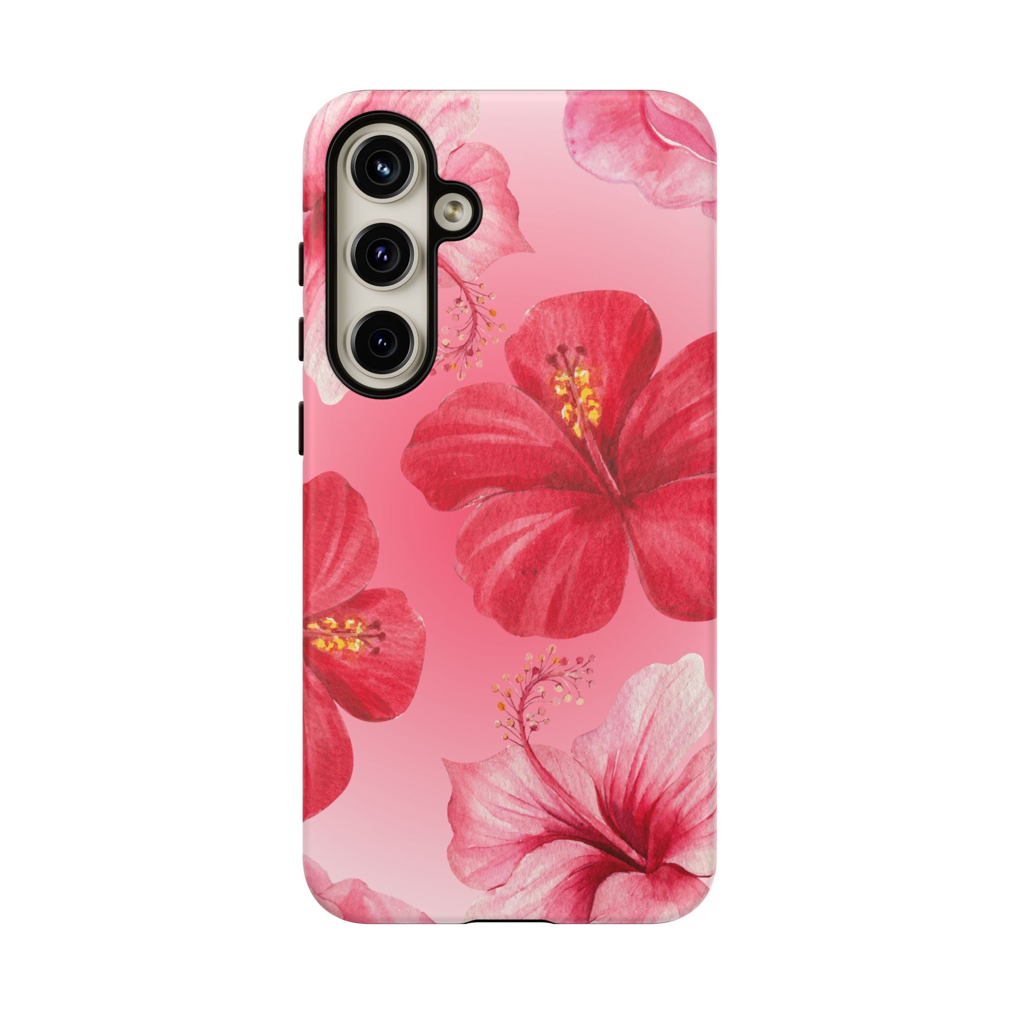 Hibiscus Pink Tough Phone Case — Floral Tropical Protective Cover