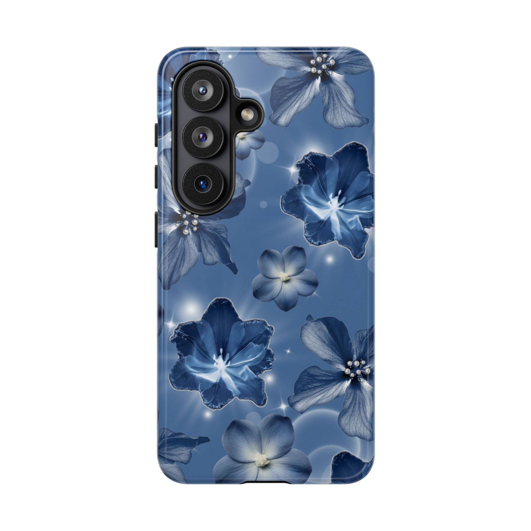 Blue Floral Tough Phone Case — Protective Blossom Design