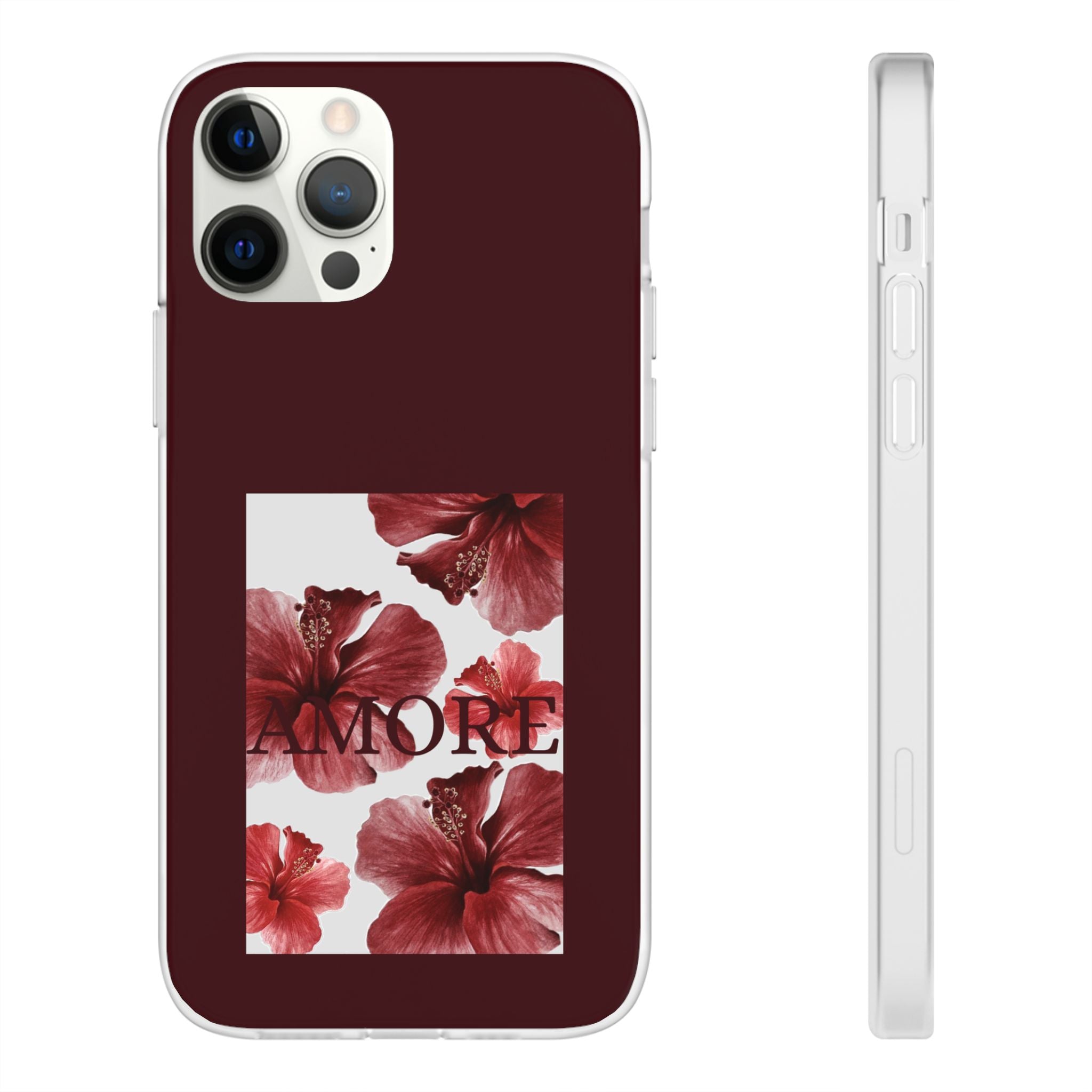 Floral Amore Phone Case — Burgundy Hibiscus Flexible Protection