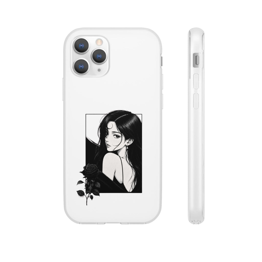 Anime Girl Noir Black Rose Illustration Flexi Case