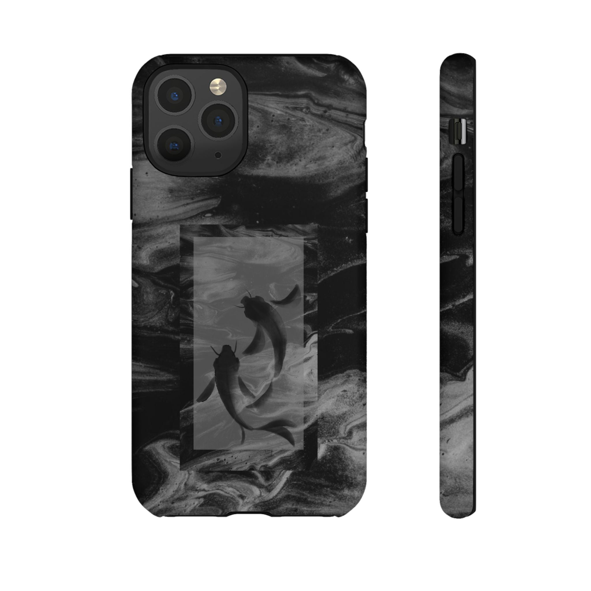 Koi Yin-Yang Marble Phone Case – Black Smoky Art Protection