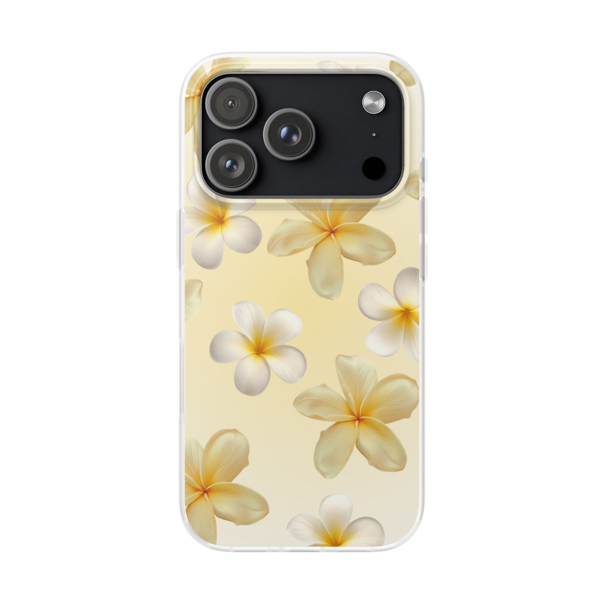Plumeria Floral Flexi Phone Case — Tropical Yellow Flower Protective Cover