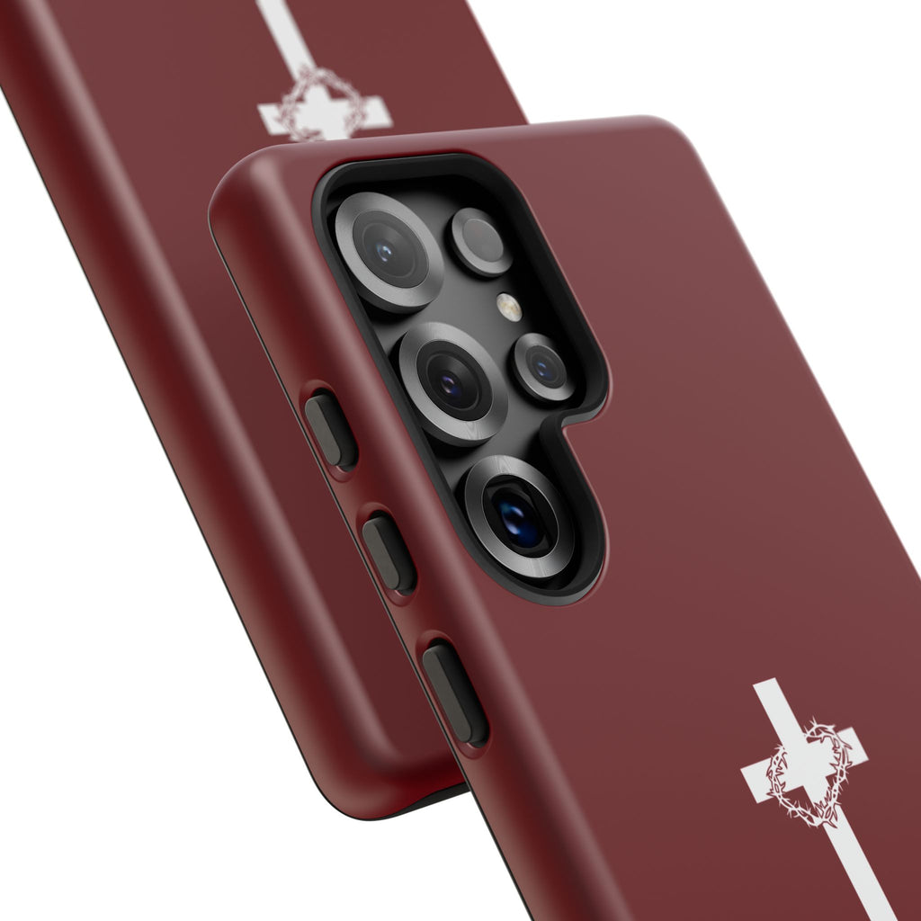 God's Plan — Christian Tough Phone Case | Cross Faith Burgundy Cover