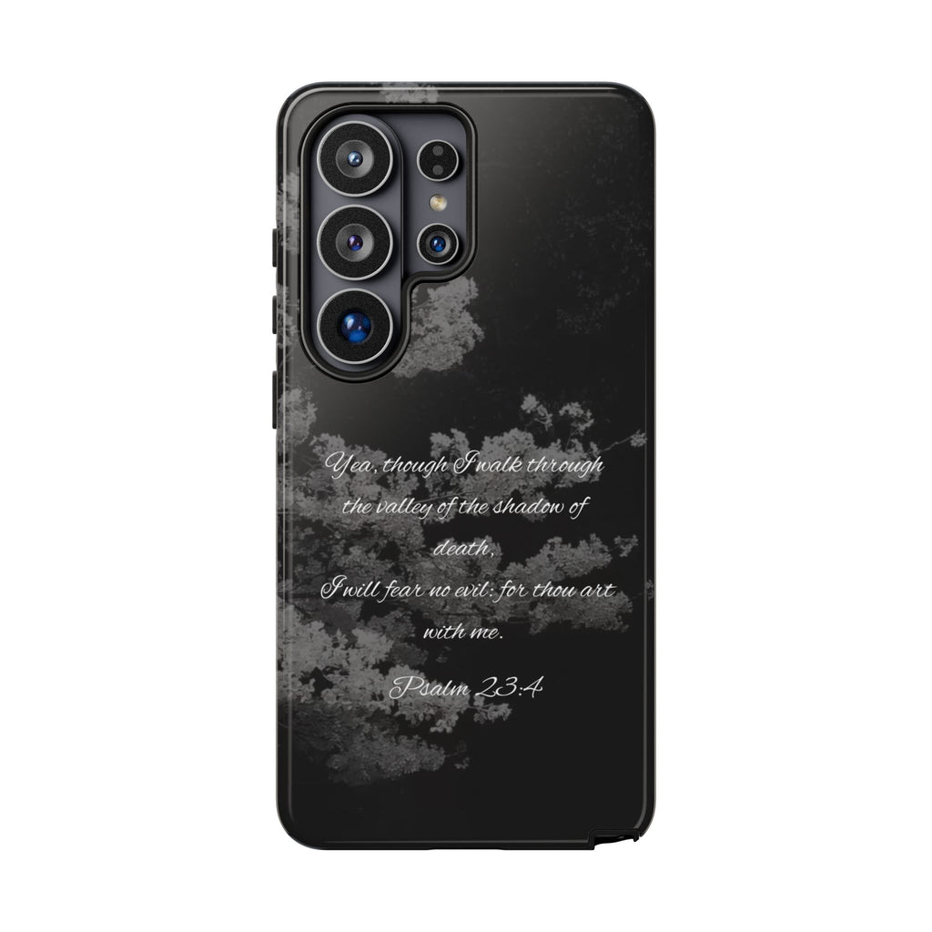 Bible Verse Phone Case — Psalm 23:4 Comfort Black Protective Cover