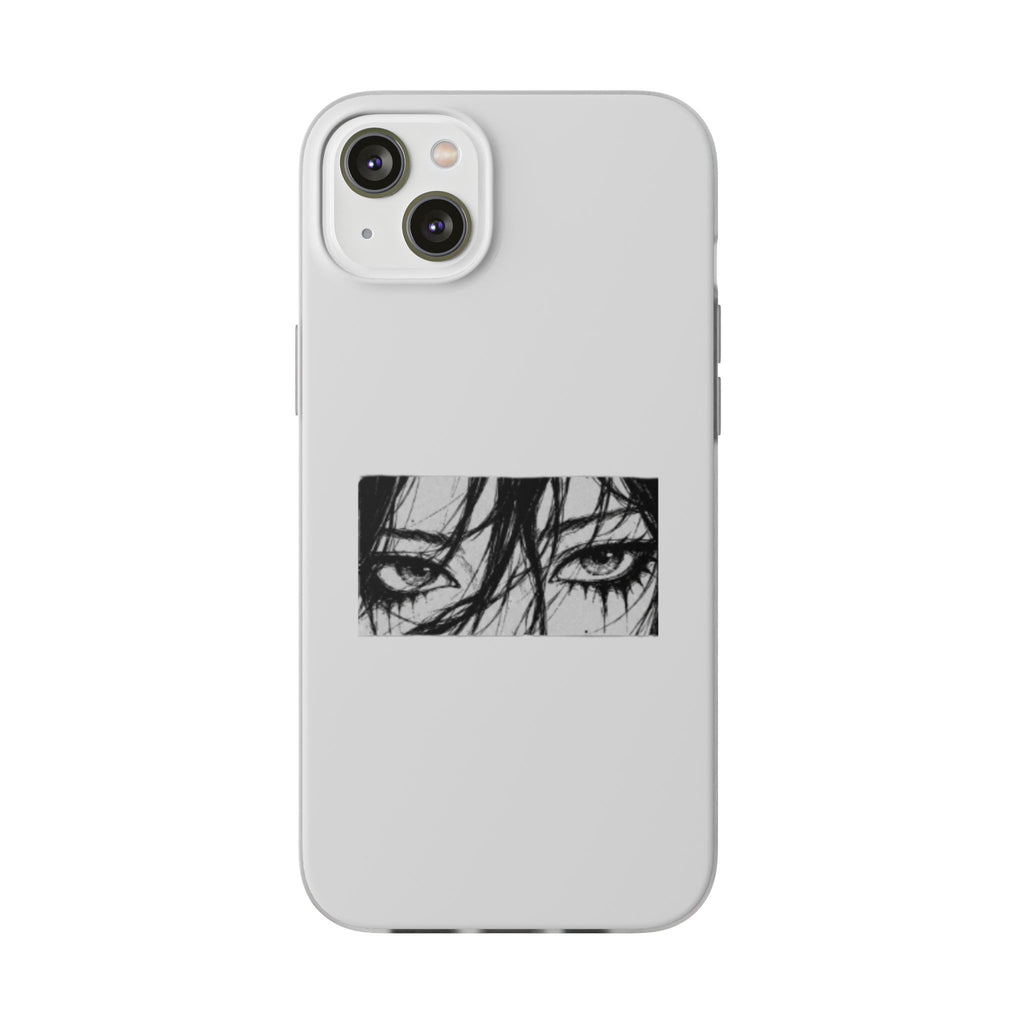 Anime Eyes Illustration Phone Case - Moody Black & White Flexi Case