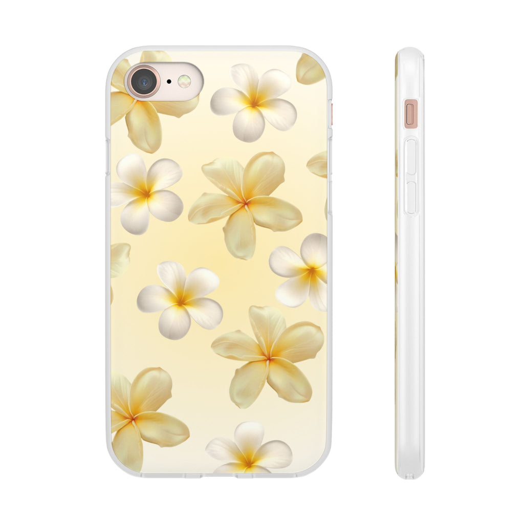 Plumeria Floral Flexi Phone Case — Tropical Yellow Flower Protective Cover