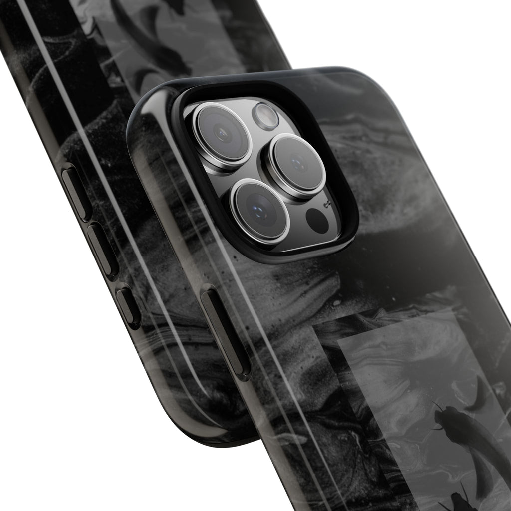 Koi Yin-Yang Marble Phone Case – Black Smoky Art Protection