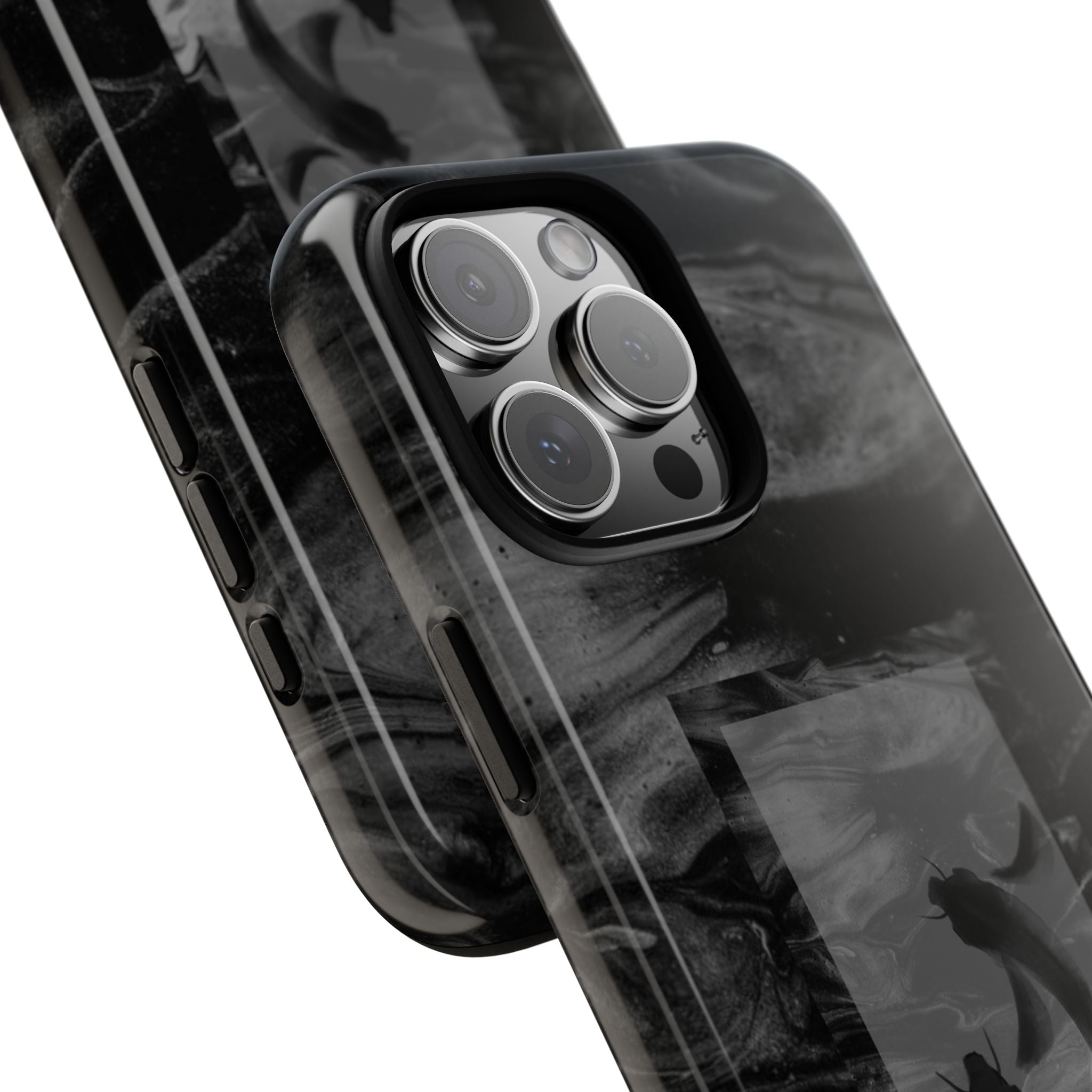 Koi Yin-Yang Marble Phone Case – Black Smoky Art Protection