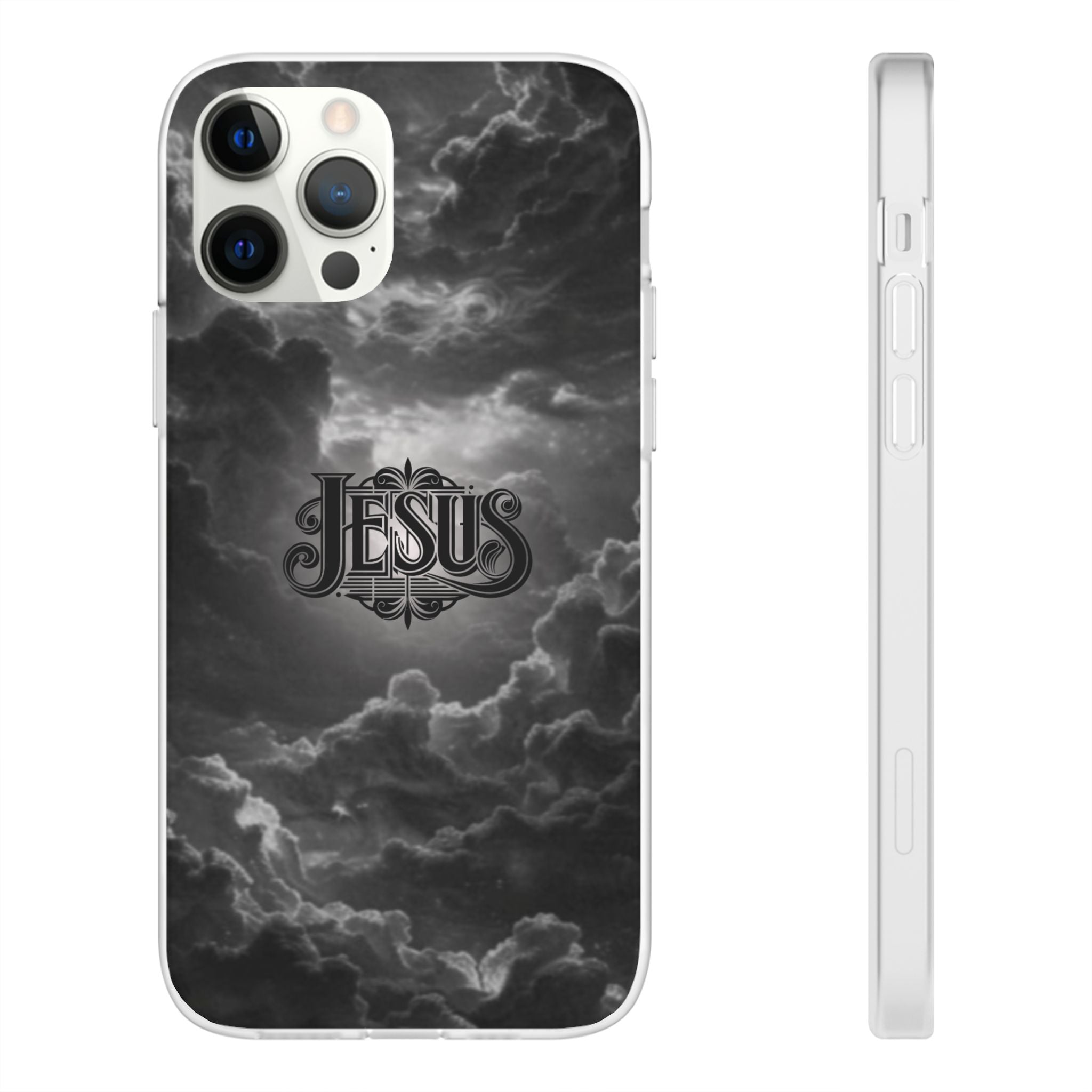 Jesus Cloud Phone Case — Faith-Inspired Flexi Case with 'Jesus' Script