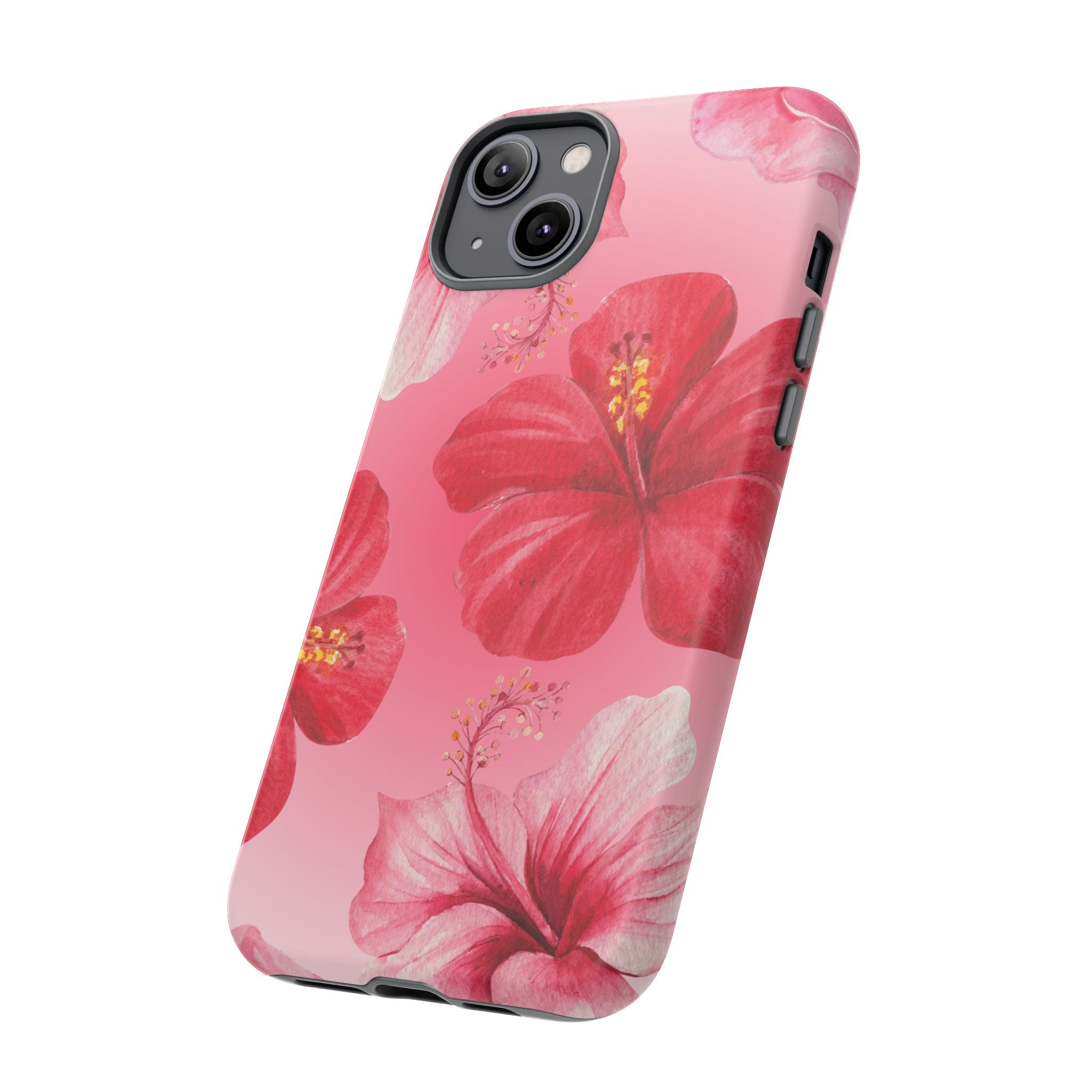 Hibiscus Pink Tough Phone Case — Floral Tropical Protective Cover