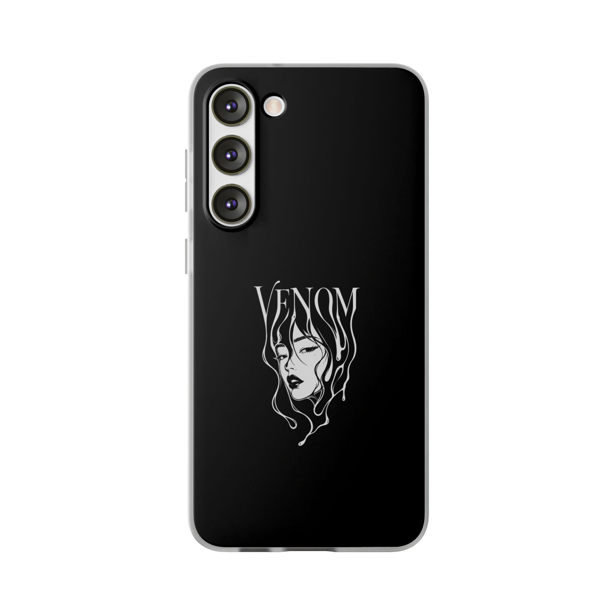 Venom Goth Phone Case — Black Protective Flexible Phone Case with Dark Femme Artwork