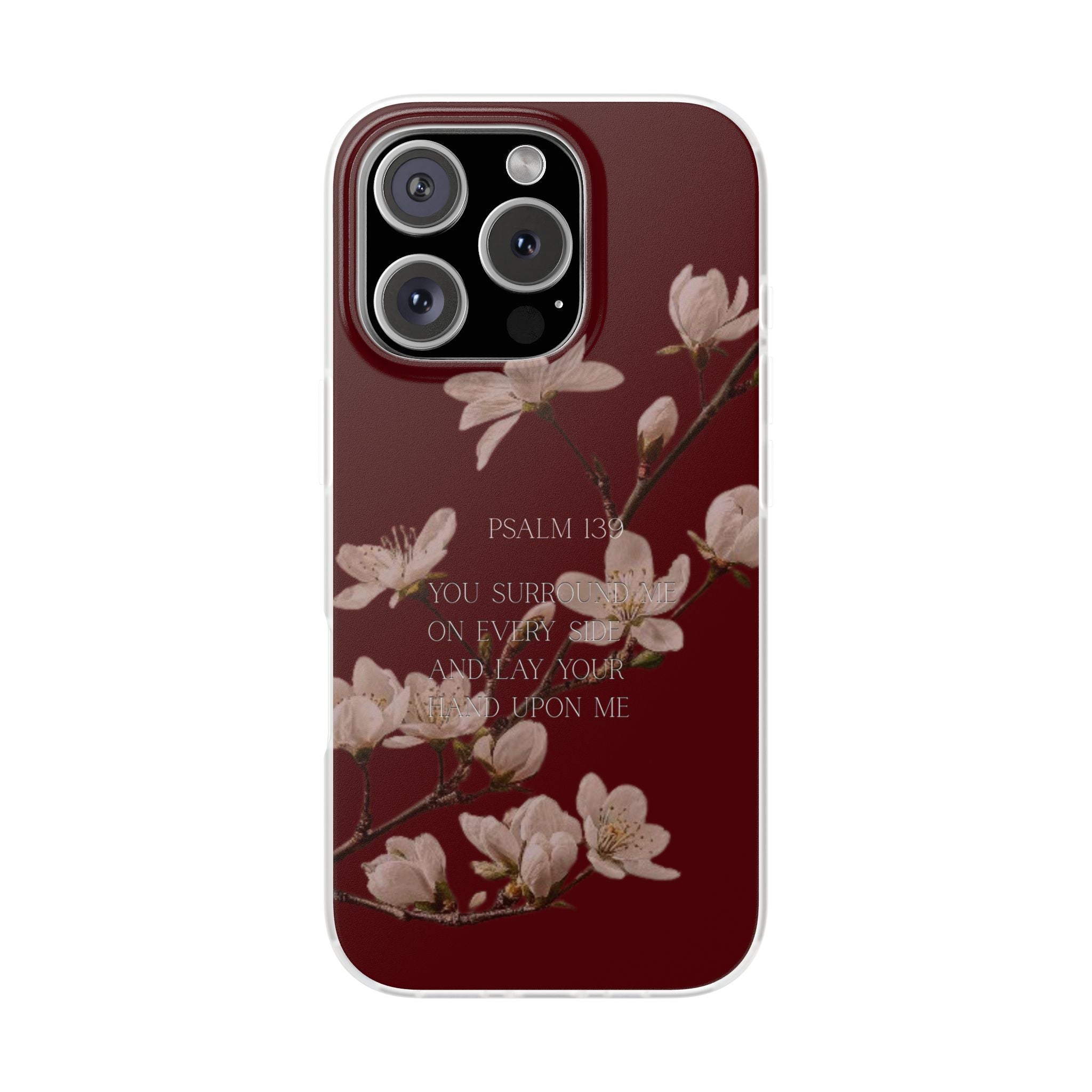 Floral Psalm Phone Case — Psalm 139 Scripture Cherry Blossom iPhone Cover