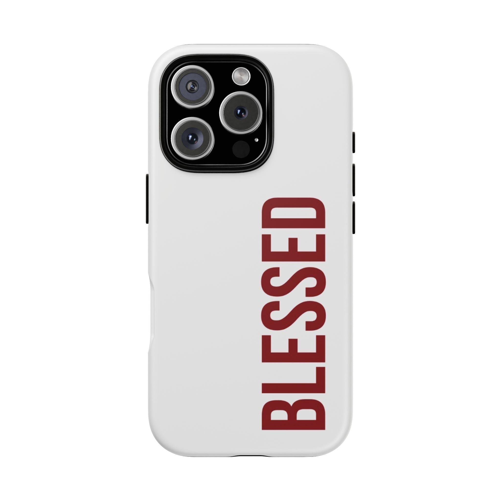 Blessed Vertical Phone Case — Protective Slim iPhone Cover with Red 'BLESSED' Text