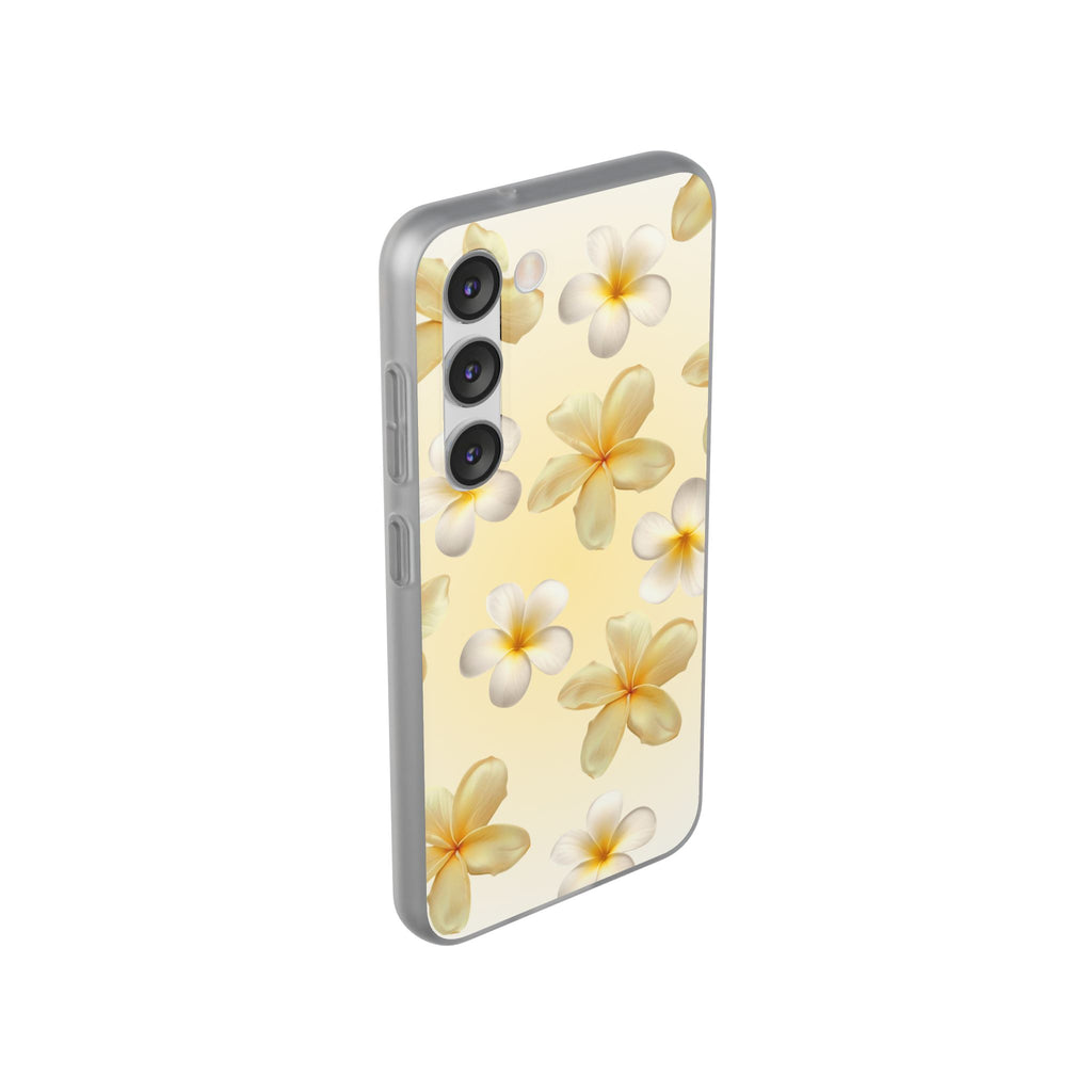 Plumeria Floral Flexi Phone Case — Tropical Yellow Flower Protective Cover