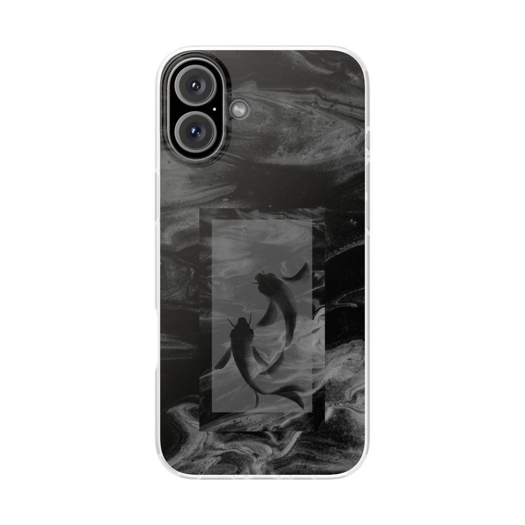 Black Koi Phone Case — Minimalist Monochrome Fish Design