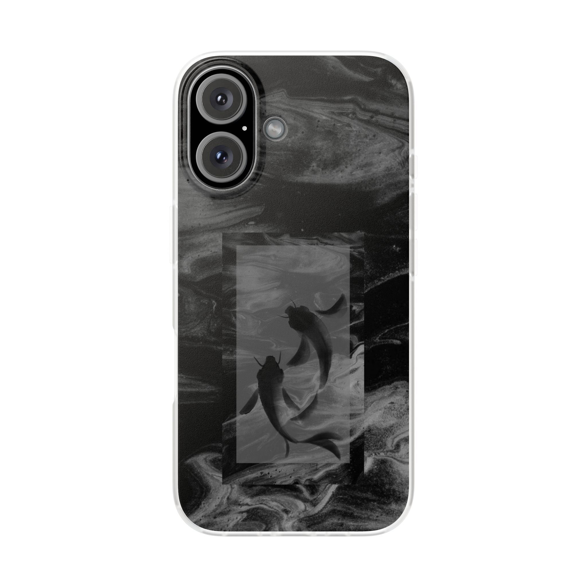 Black Koi Phone Case — Minimalist Monochrome Fish Design