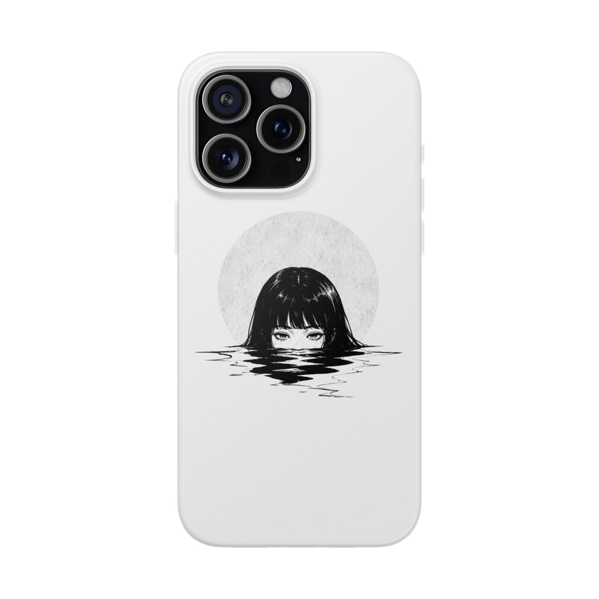 Minimalist Creepy Girl Moon Design