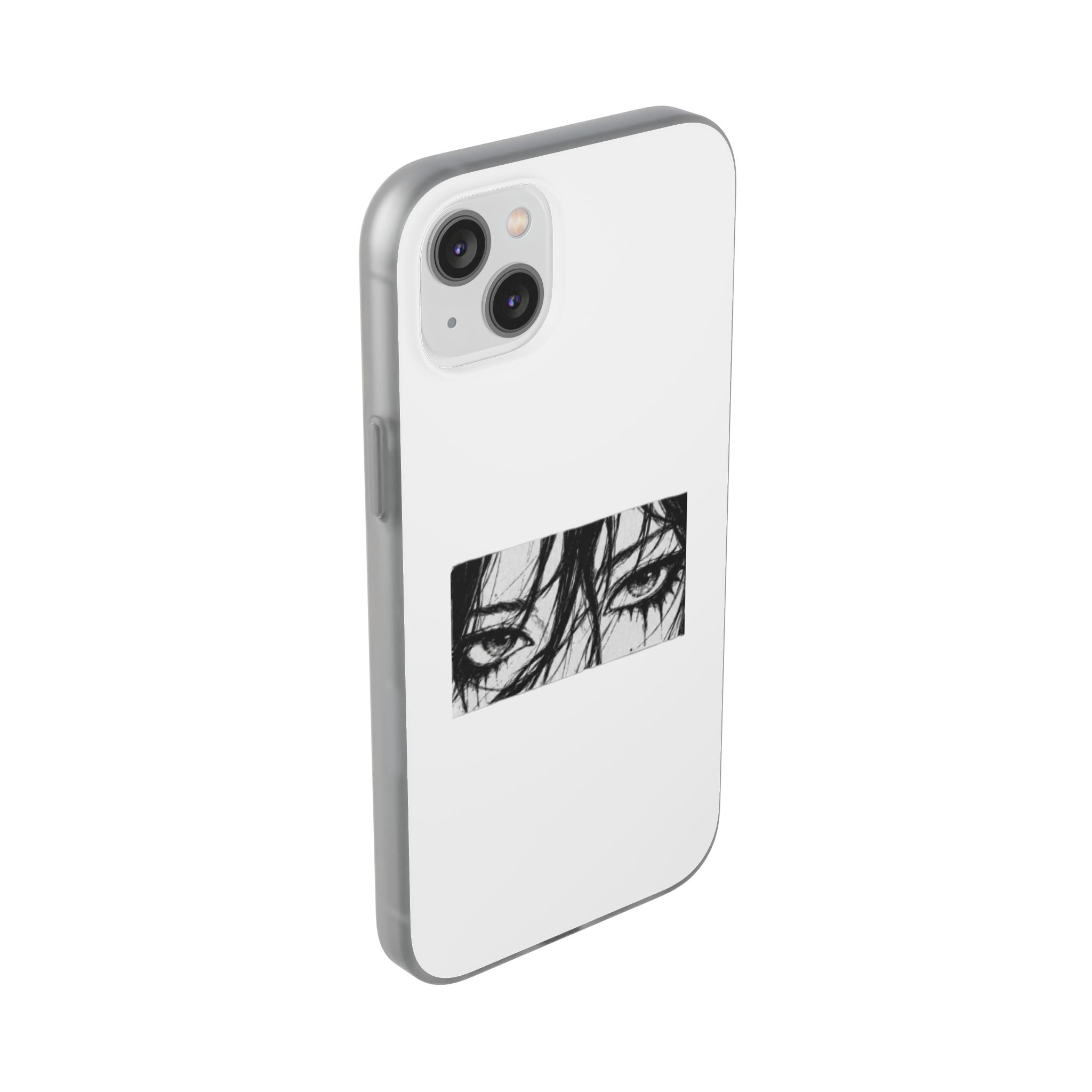 Anime Eyes Illustration Phone Case - Moody Black & White Flexi Case