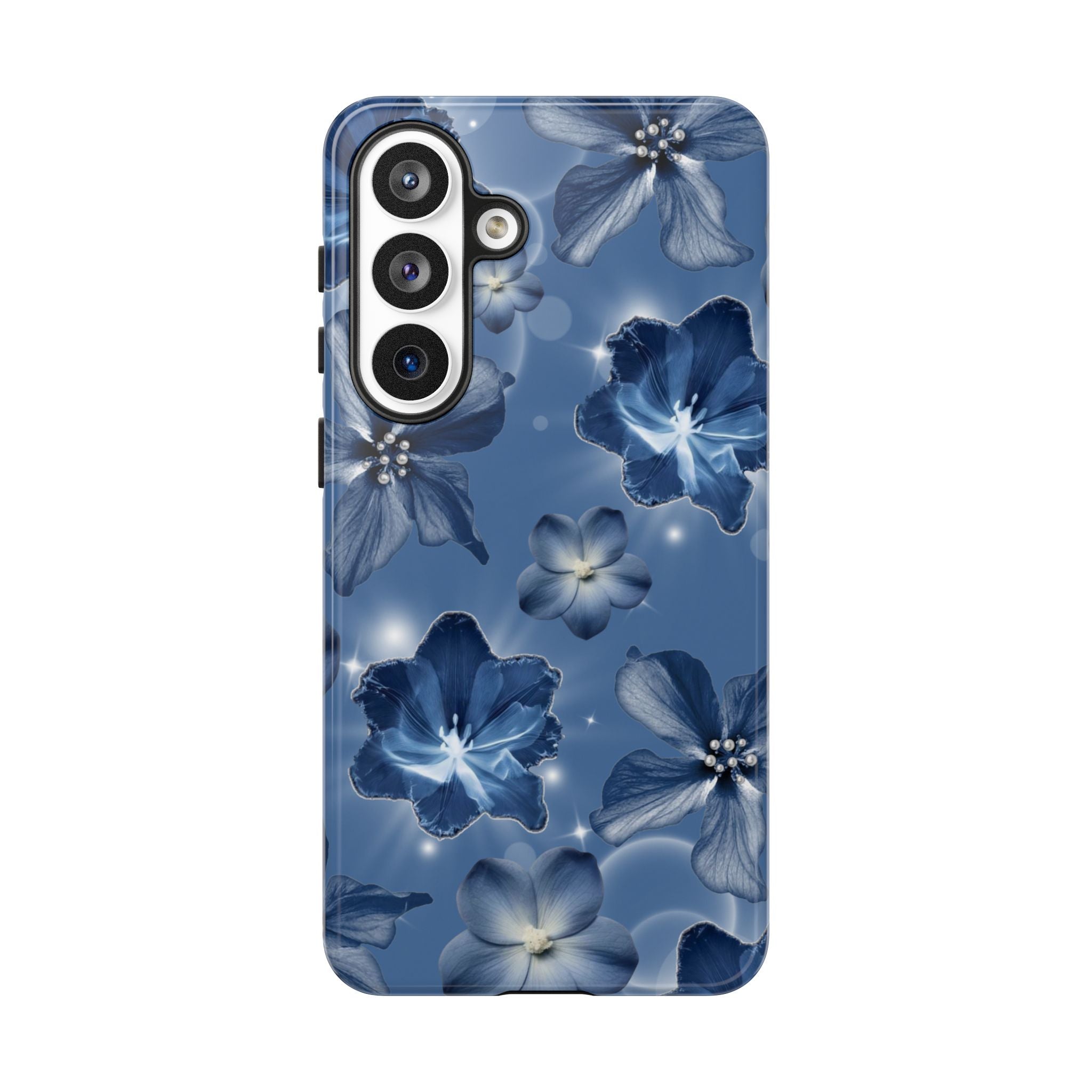 Blue Floral Tough Phone Case — Protective Blossom Design