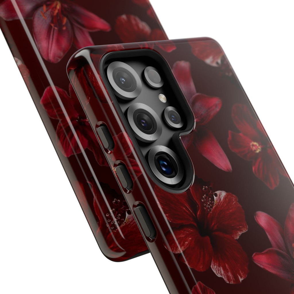 Tough Cases - Dark Red Floral Phone Case