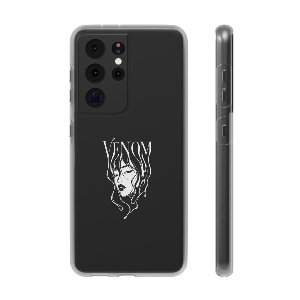 Venom Goth Phone Case — Black Protective Flexible Phone Case with Dark Femme Artwork