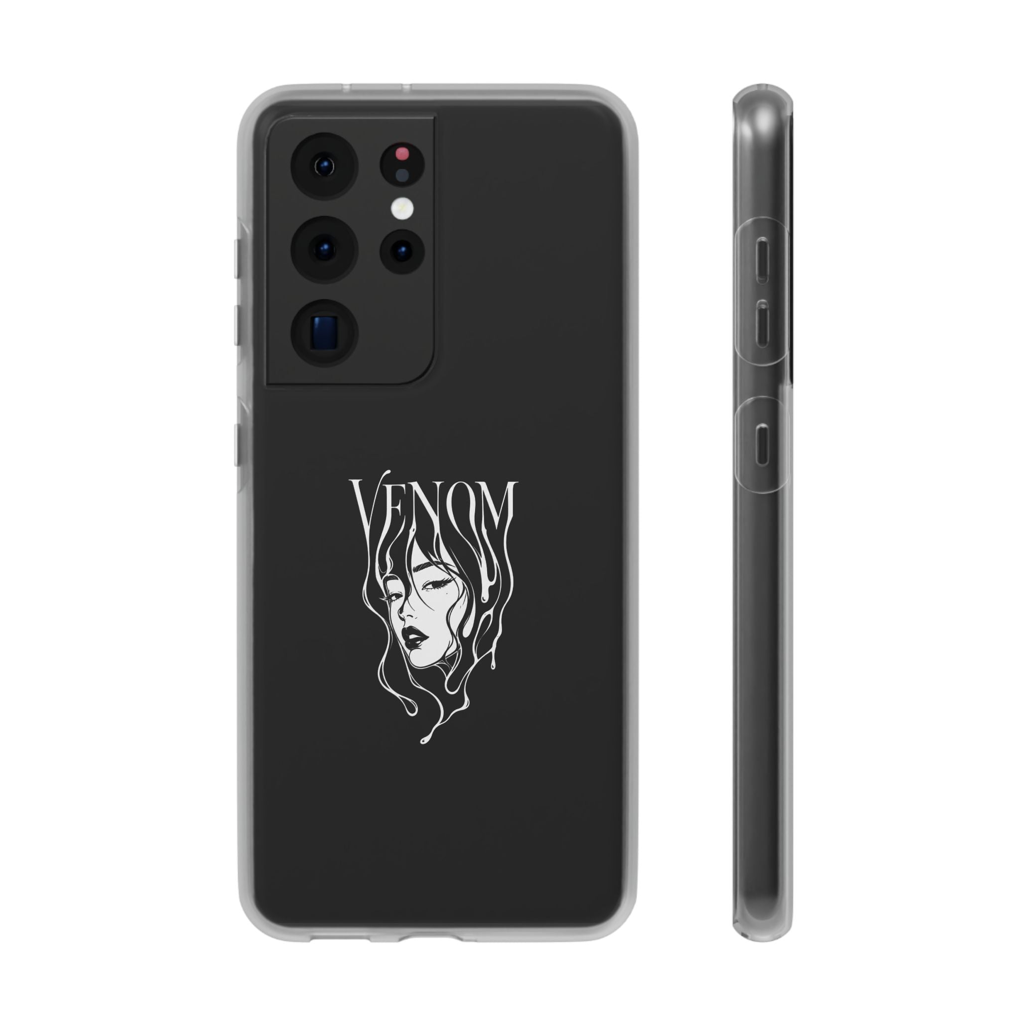 Venom Goth Phone Case — Black Protective Flexible Phone Case with Dark Femme Artwork