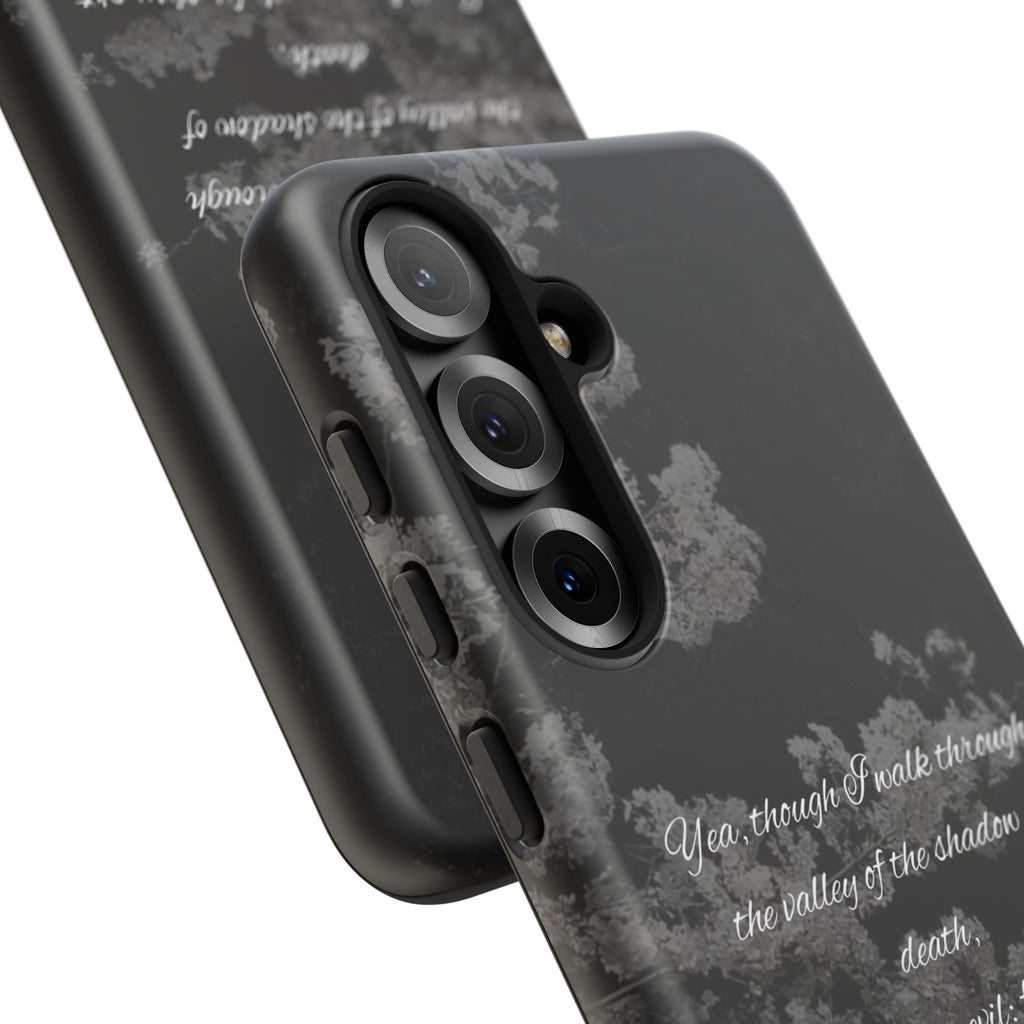 Bible Verse Phone Case — Psalm 23:4 Comfort Black Protective Cover