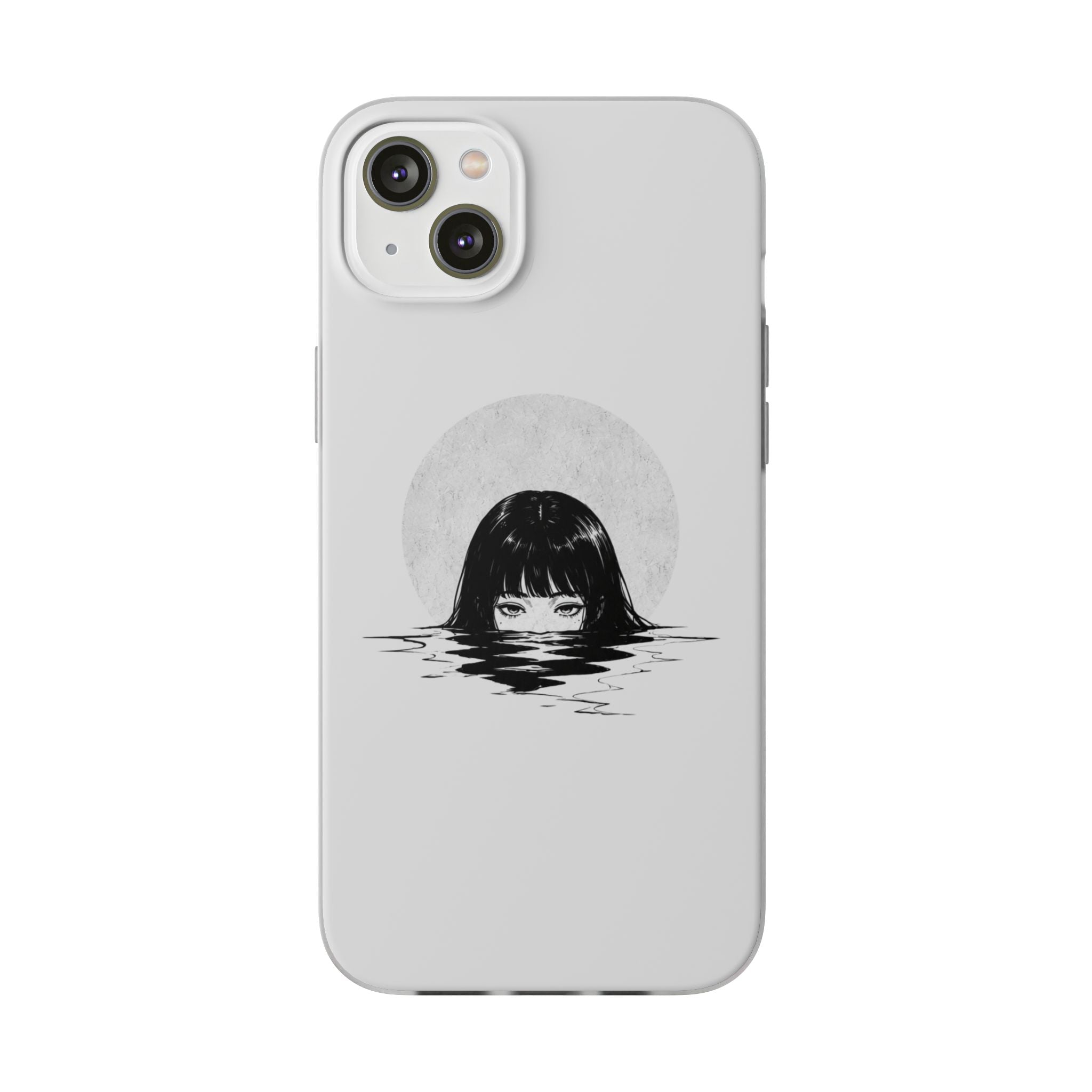 Minimalist Creepy Girl Moon Design