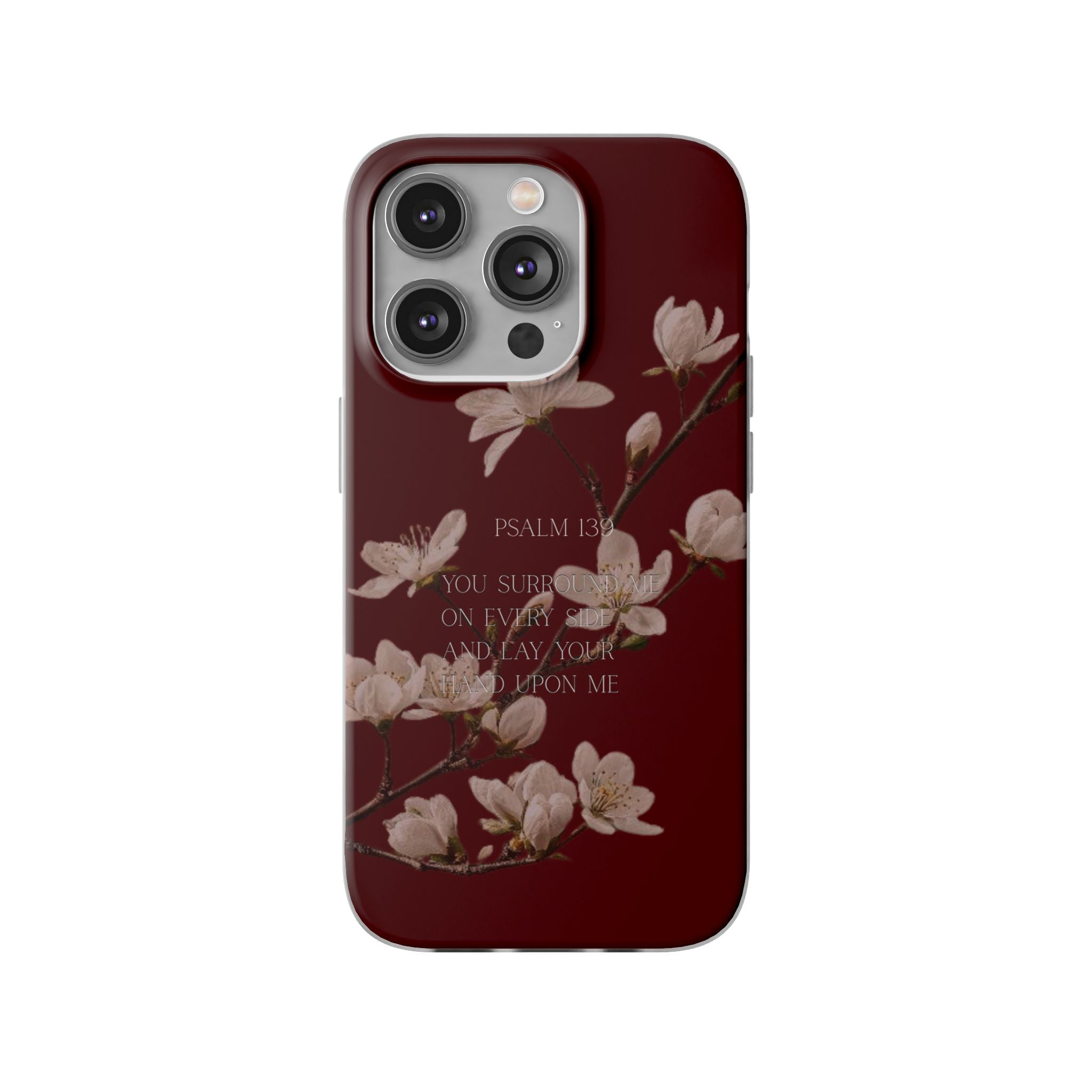Floral Psalm Phone Case — Psalm 139 Scripture Cherry Blossom iPhone Cover