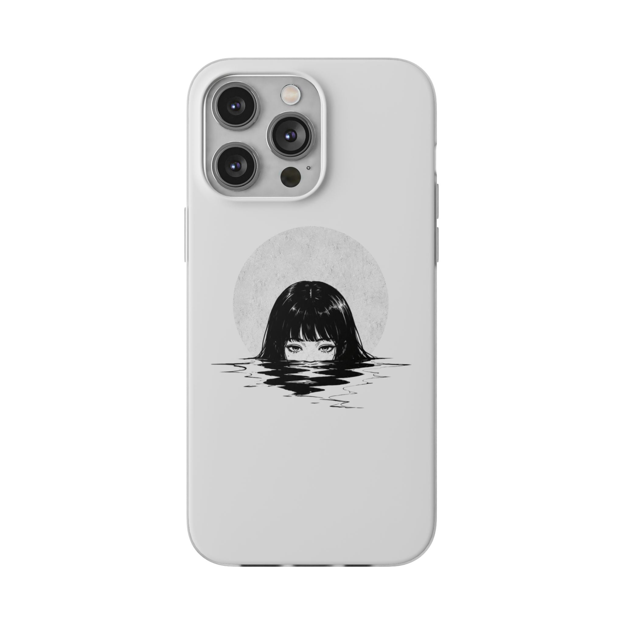 Minimalist Creepy Girl Moon Design