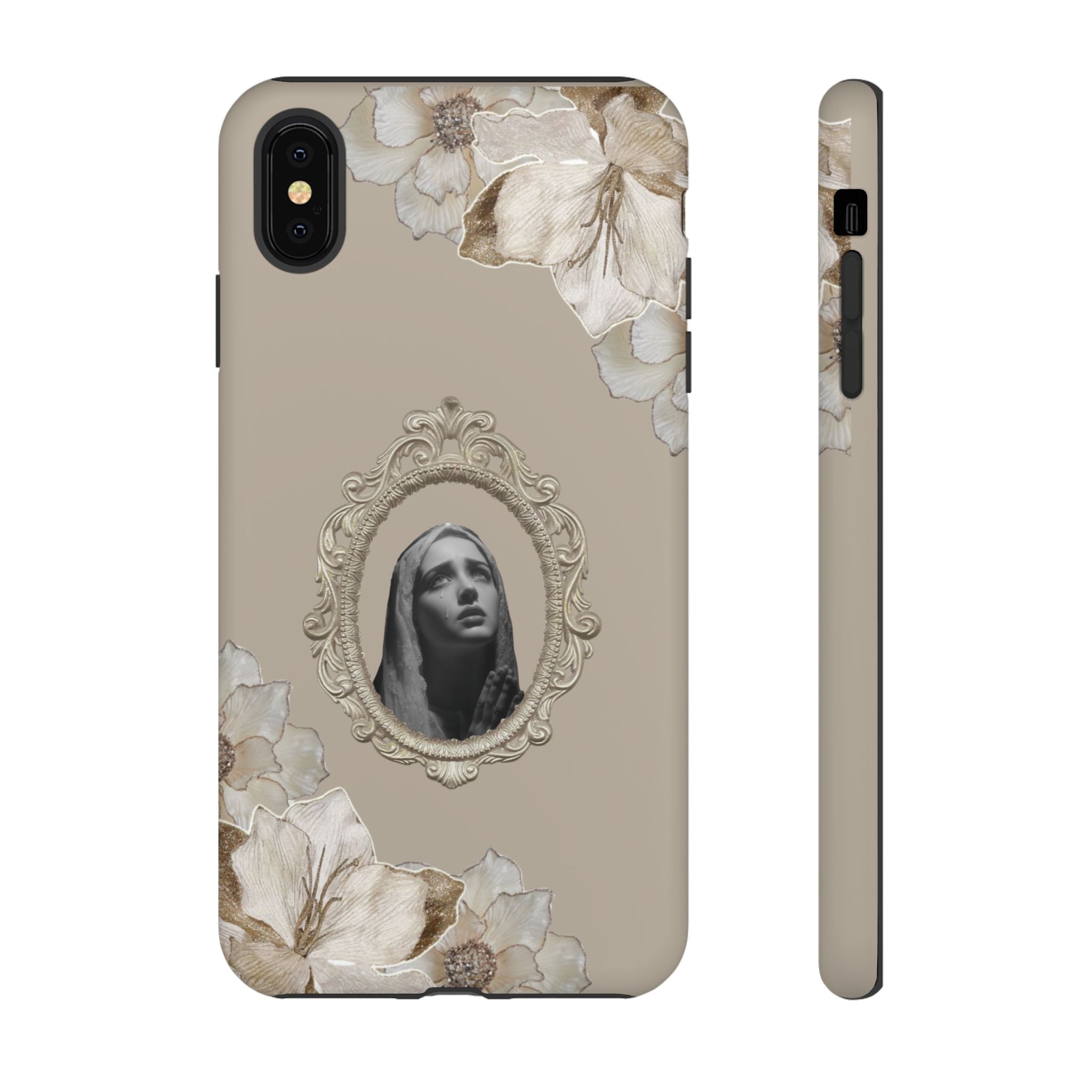 Vintage Floral Phone Case with Sacred Madonna Portrait