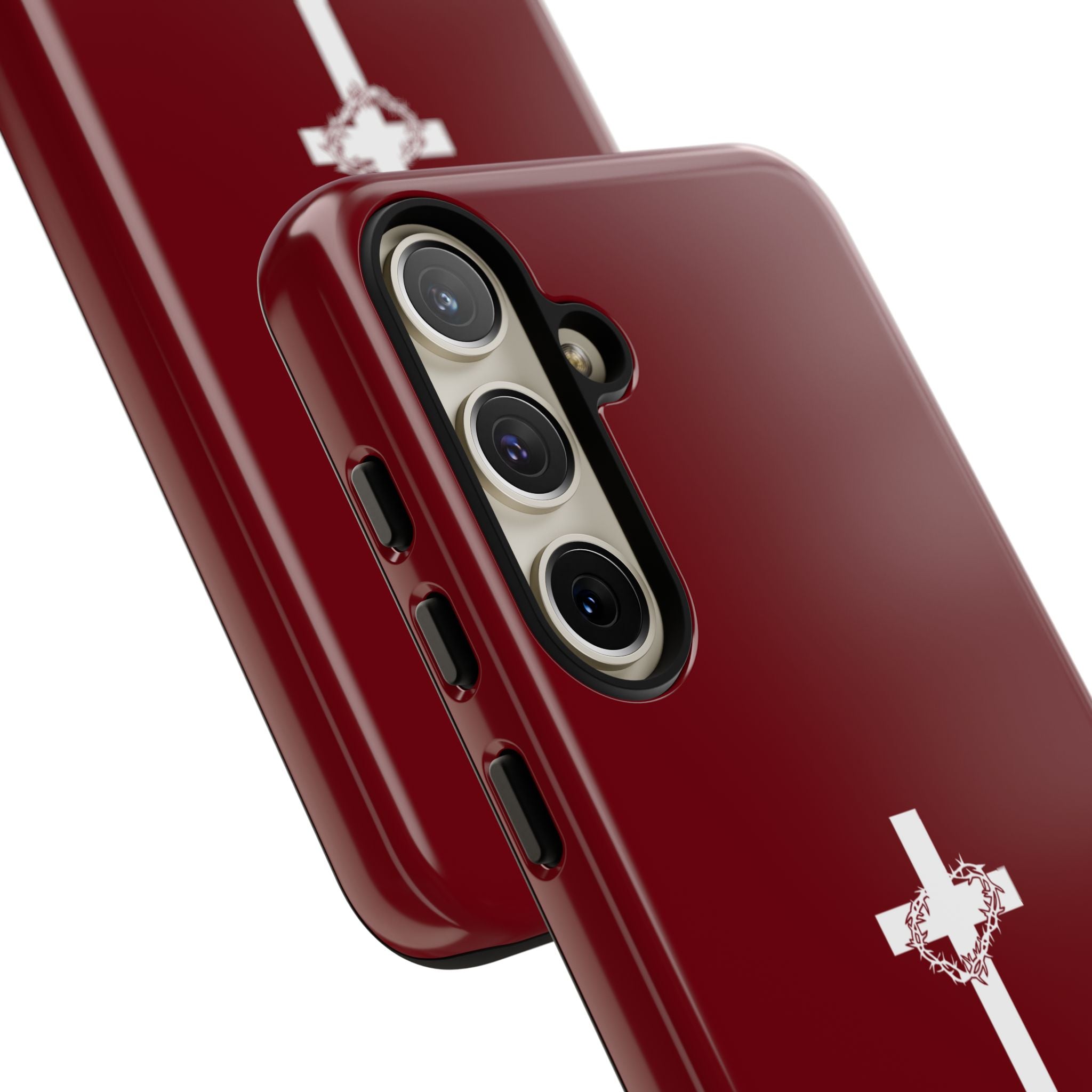 God's Plan — Christian Tough Phone Case | Cross Faith Burgundy Cover