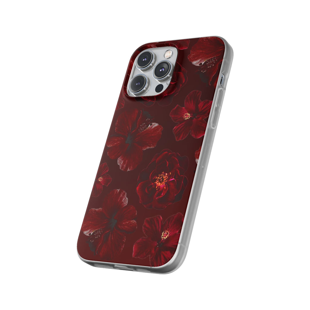 Red Floral Flexi Case — Dark Rose Phone Case
