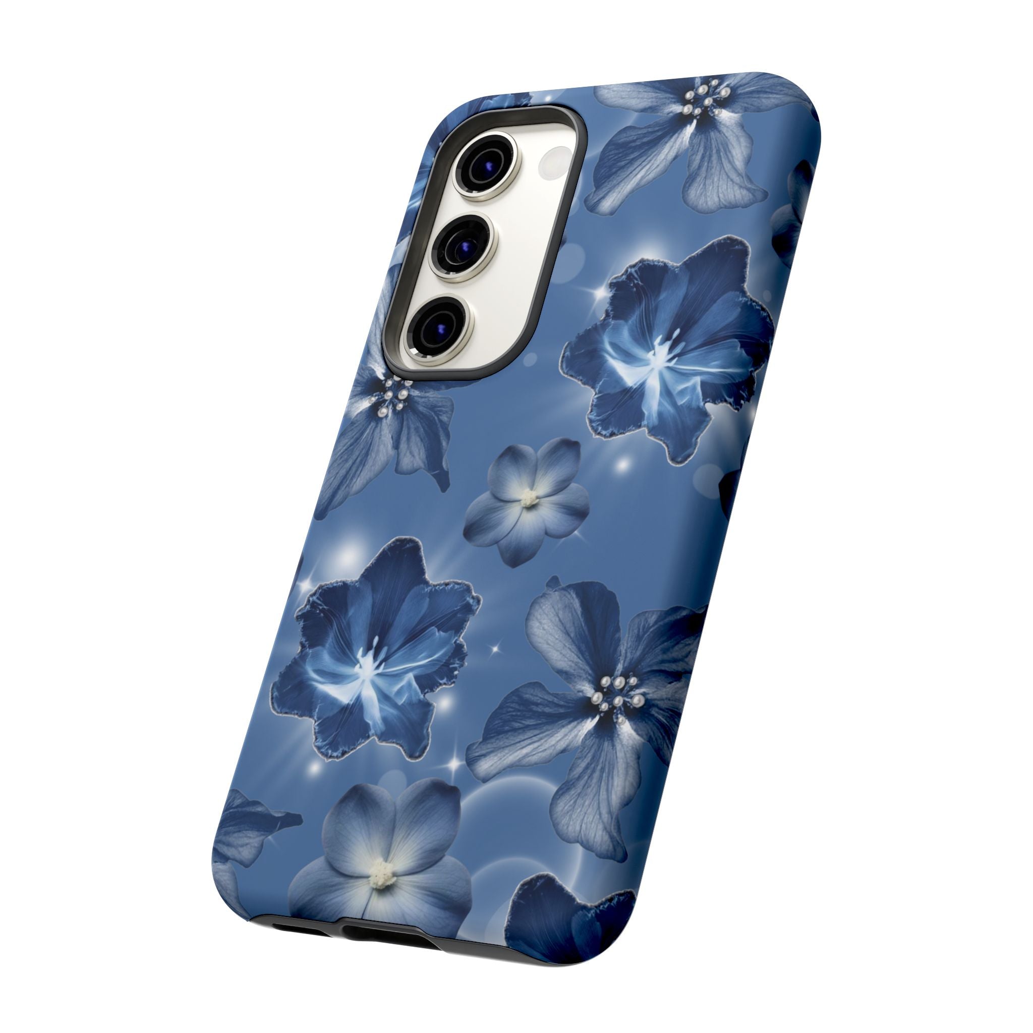 Blue Floral Tough Phone Case — Protective Blossom Design