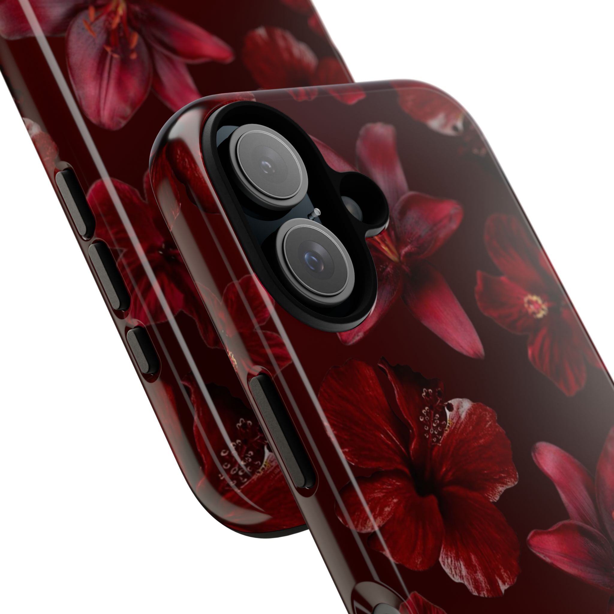 Tough Cases - Dark Red Floral Phone Case