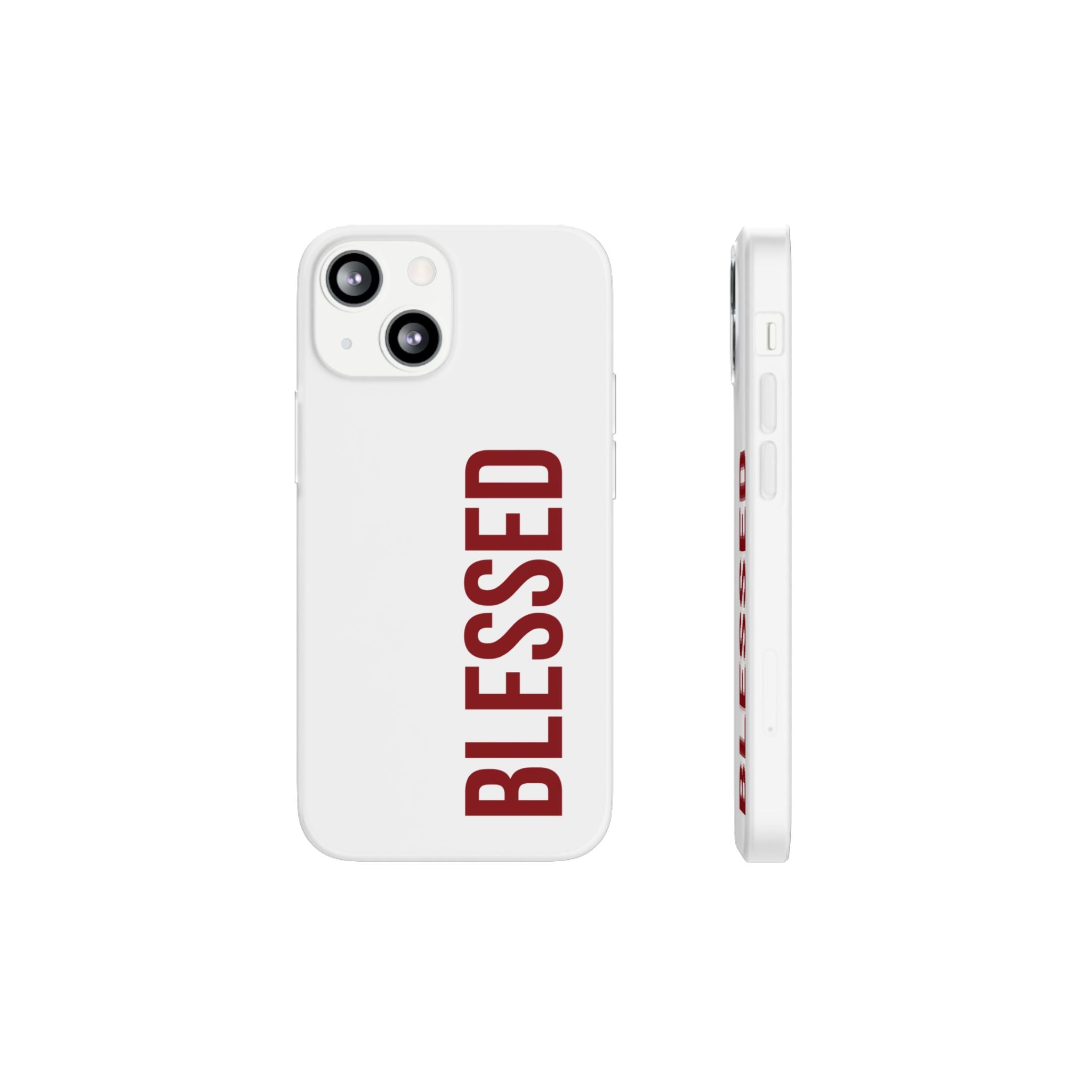 Blessed Phone Case — Vertical Red Typography Clear Flexi Case