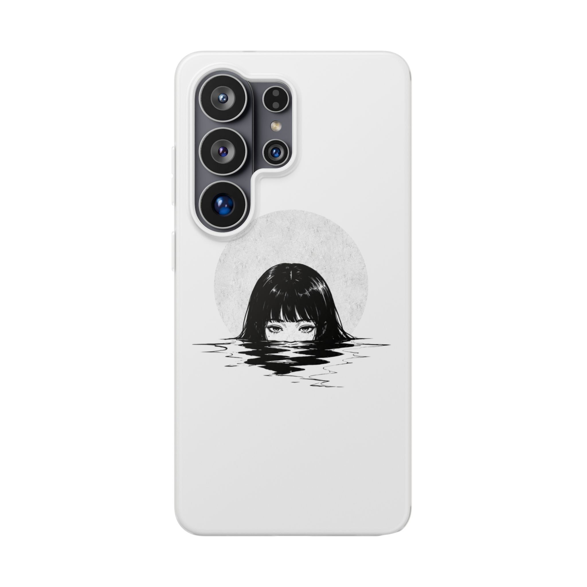 Minimalist Creepy Girl Moon Design
