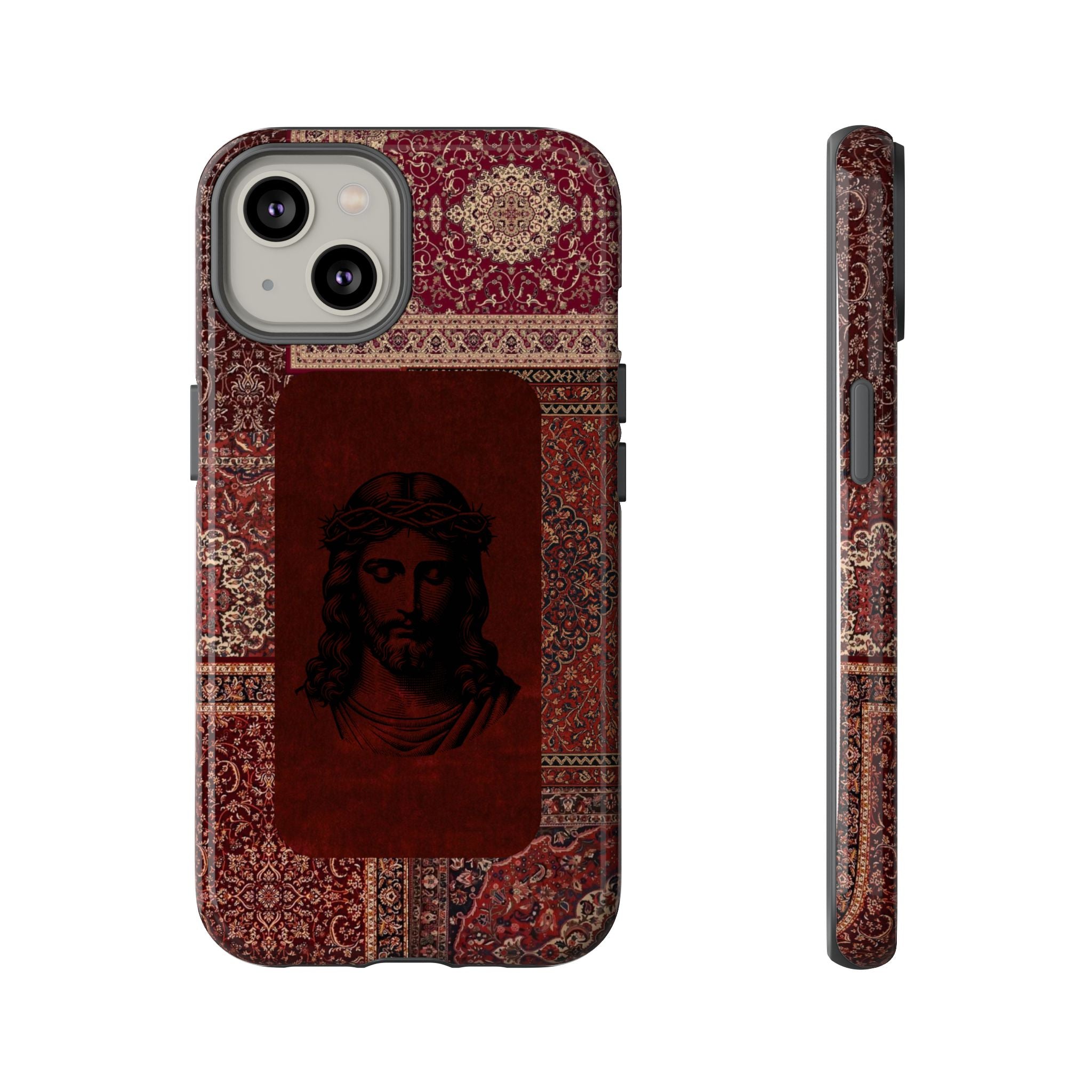 Religious Vintage Rug Phone Case — Jesus Portrait Tough Case